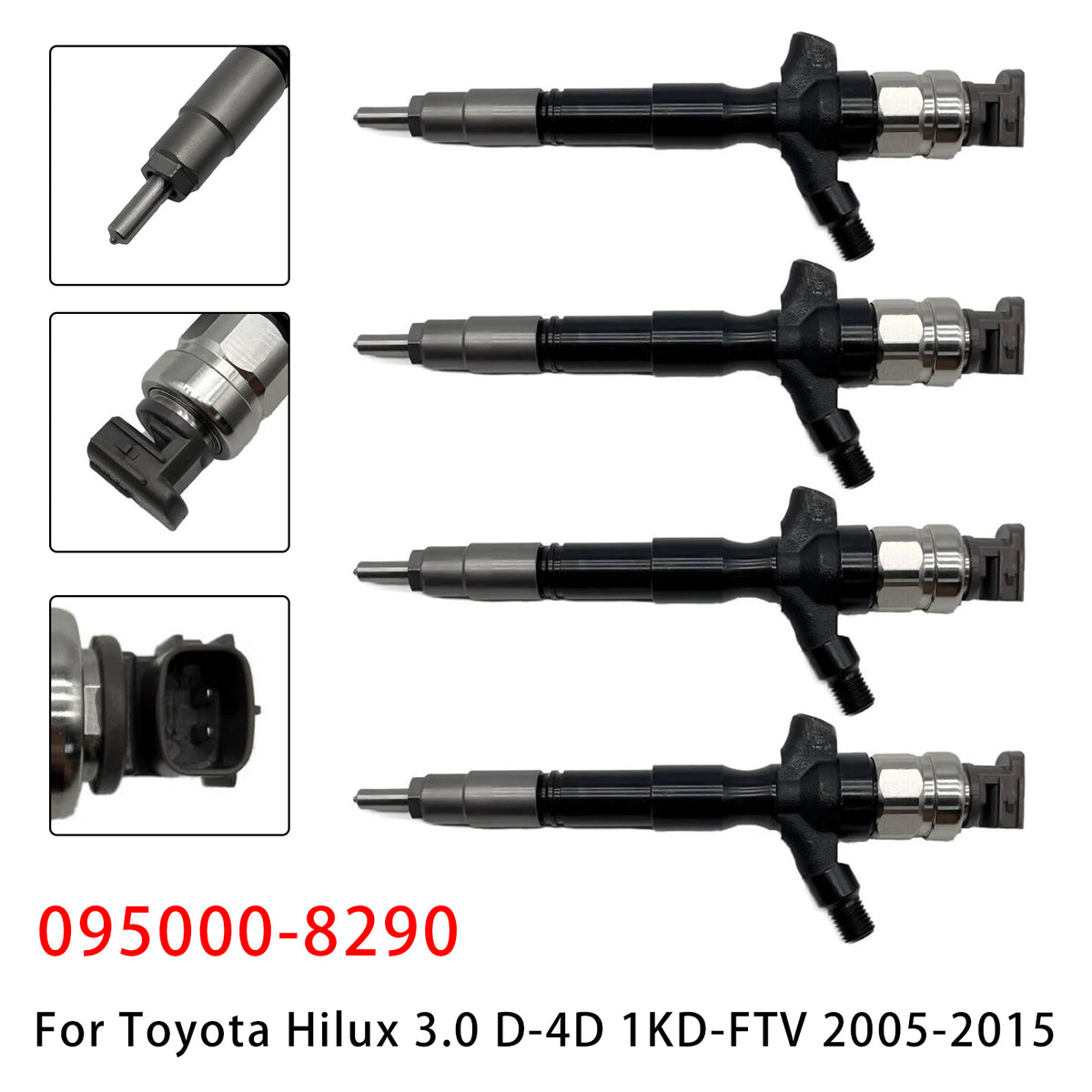4Pcs Fuel Injector For Toyota Hilux 3.0 D-4D 1KD-FTV 2005-2015 095000-8290