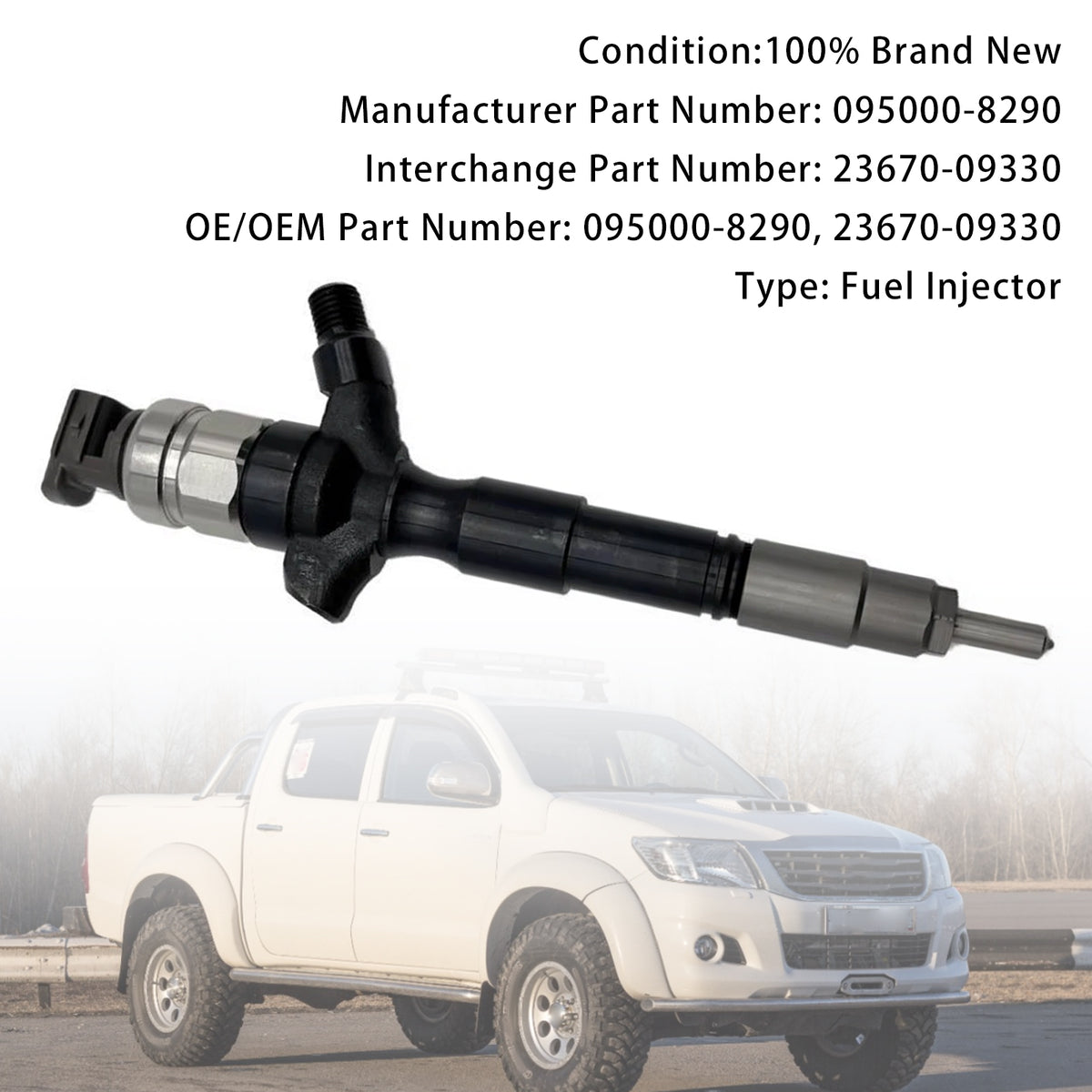 1Pcs Fuel Injector For Toyota Hilux 3.0 D-4D 1KD-FTV 2005-2015 095000-8290