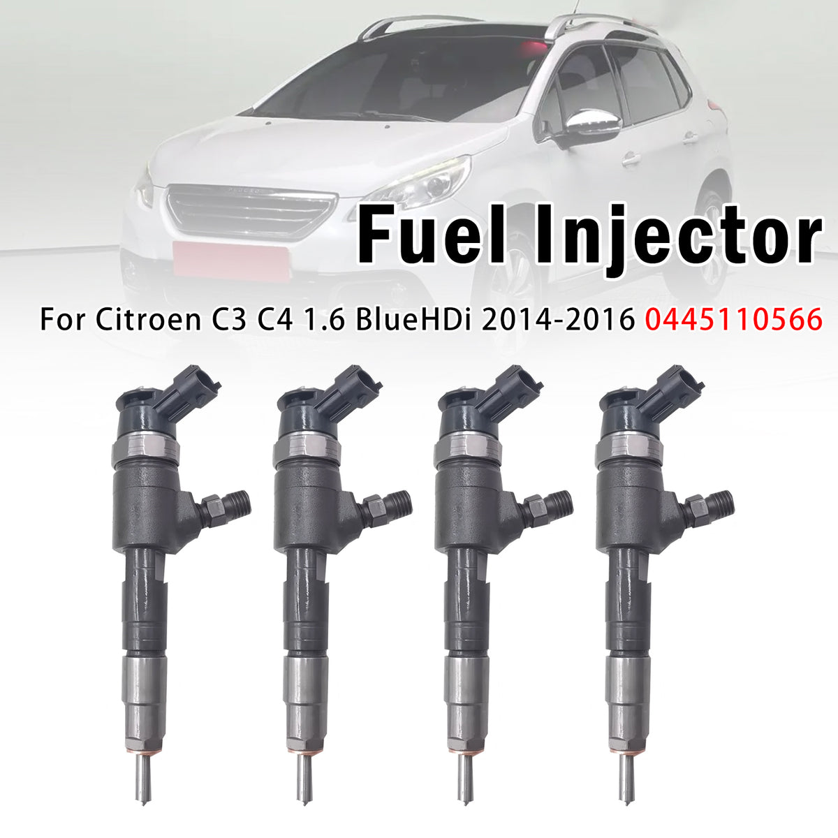 4Pcs Fuel Injector For Citroen C3 C4 1.6 BlueHDi 2014-2016 0445110566