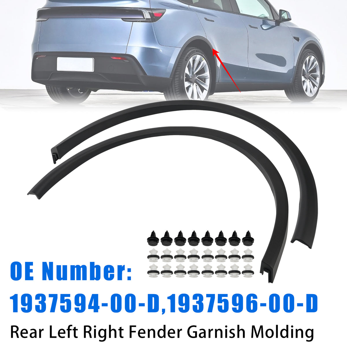 Rear Left Right Fender Garnish Molding For Tesla Model Y 2025-2026