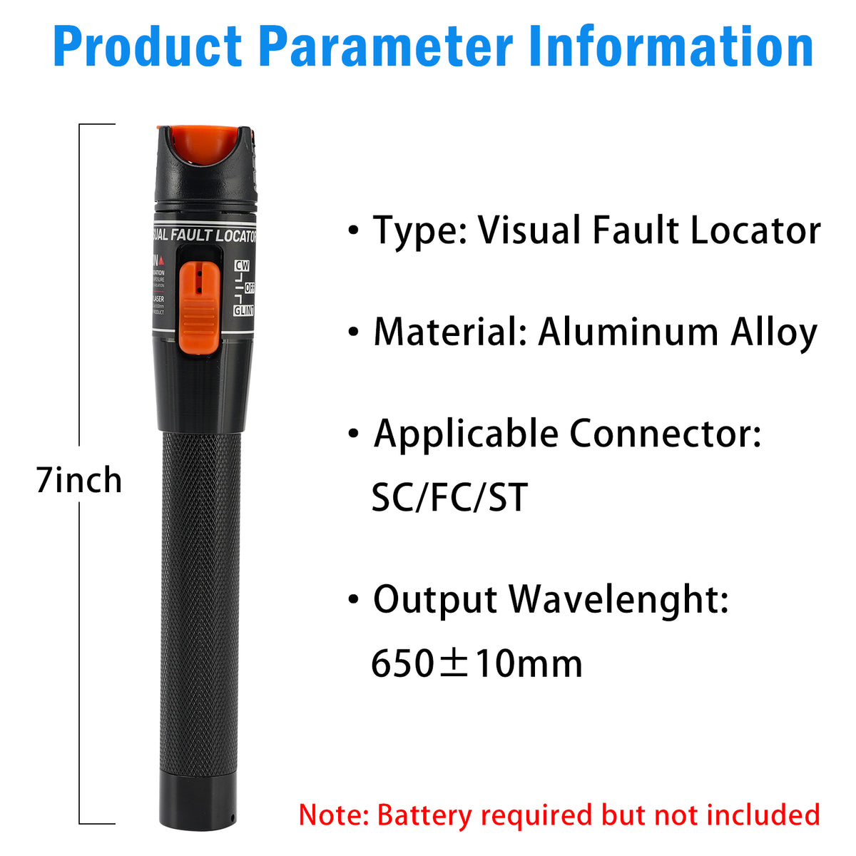 10MW Visual Fault Locator Fiber Optic Tester VFL Fiber Optic Cable Tester Meter