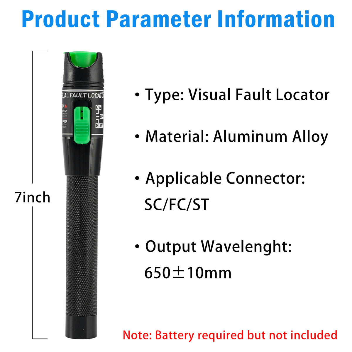 20MW Visual Fault Locator Fiber Optic Tester VFL Fiber Optic Cable Tester Meter