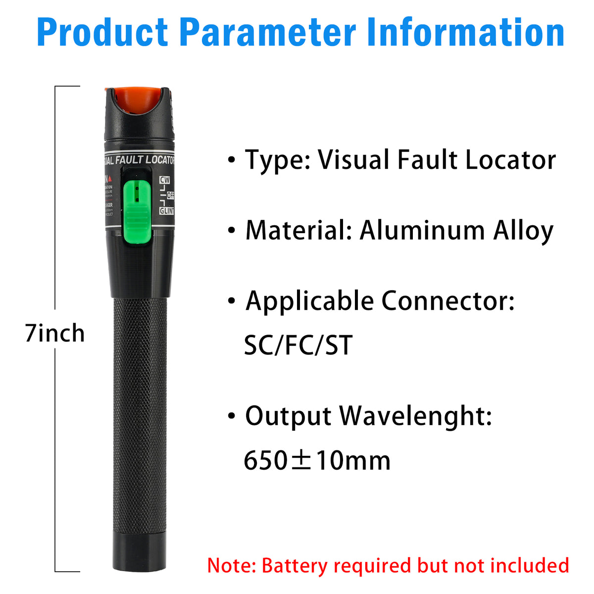 30MW Visual Fault Locator Fiber Optic Tester VFL Fiber Optic Cable Tester Meter