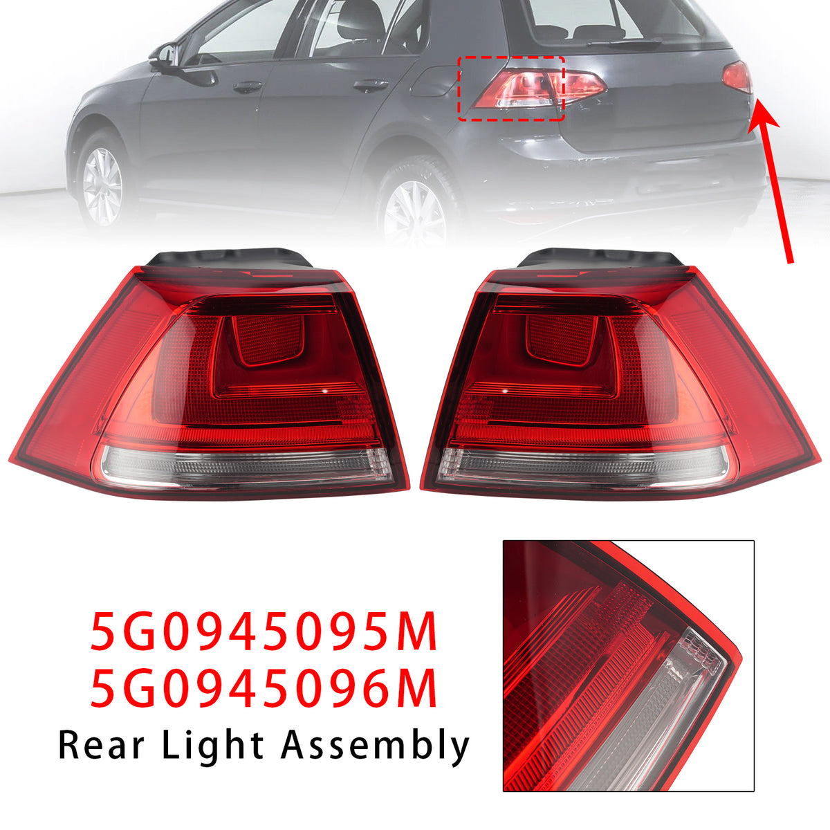 Rear Outer Left+Right 5G0945095M 5G0945096M For VW Golf VII MK7 1.6 TDI