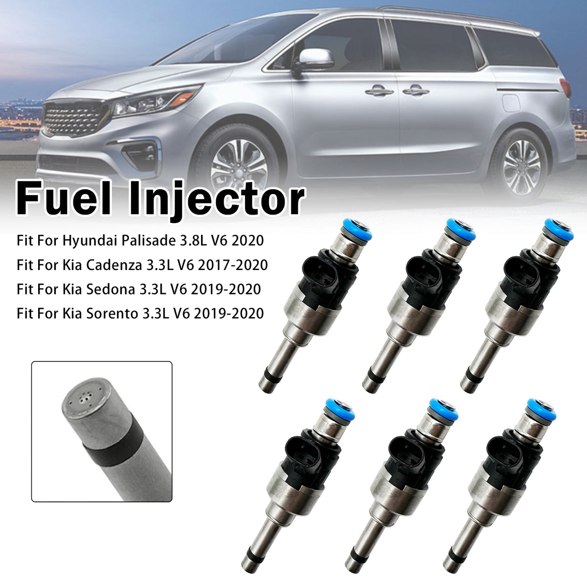 6Pcs Fuel Injector For Kia Sedona Sorento 3.3L V6 2019-2020 35310-3L200