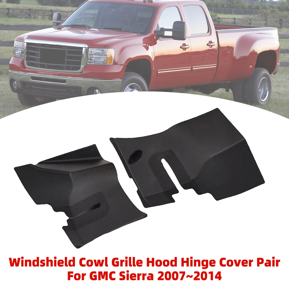 Windshield Cowl Grille Hood Hinge Cover Pair For GMC Sierra 2007-2014