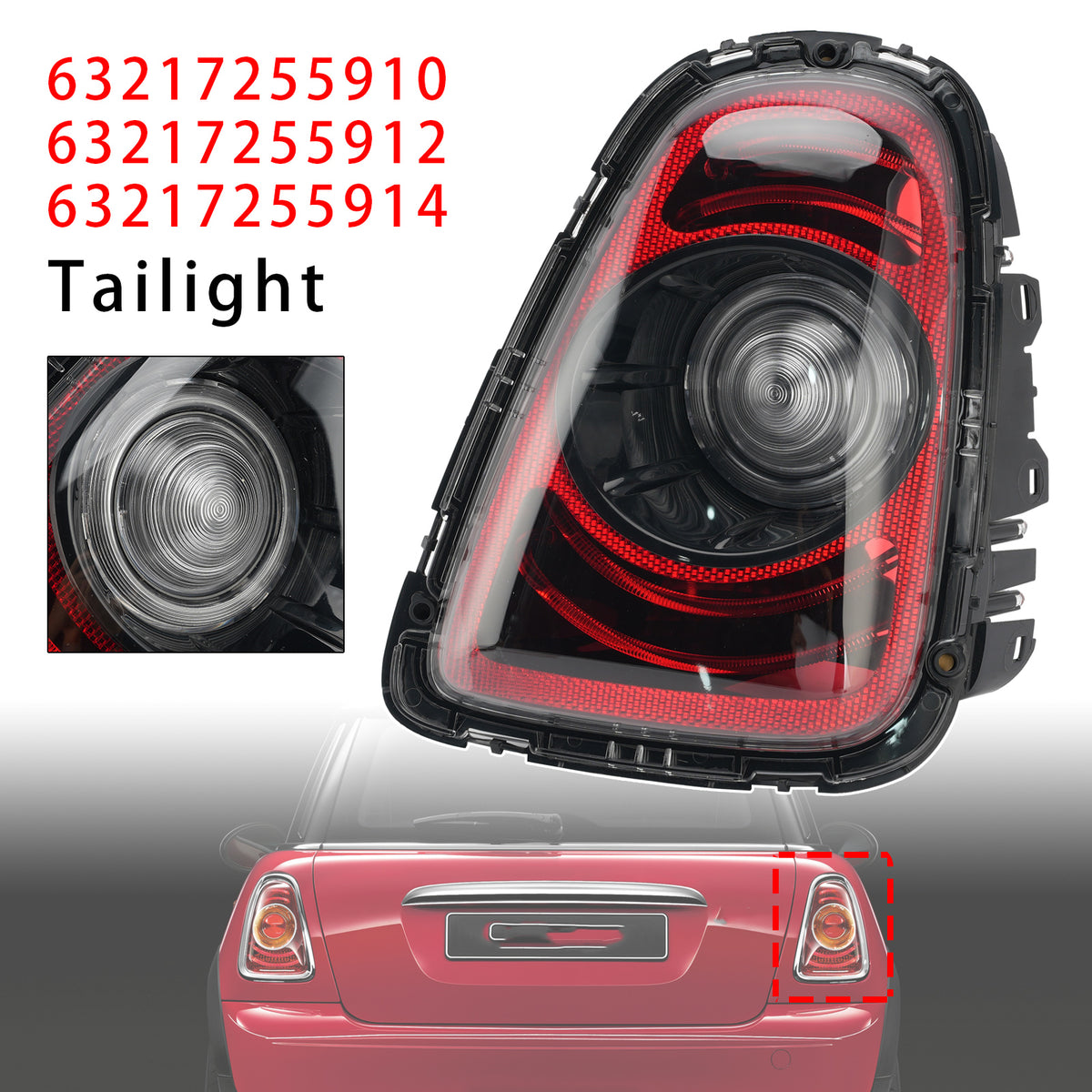 Rear Right Tail Lamp Black Line Retrofit Kit For Mini R56 2010-2013