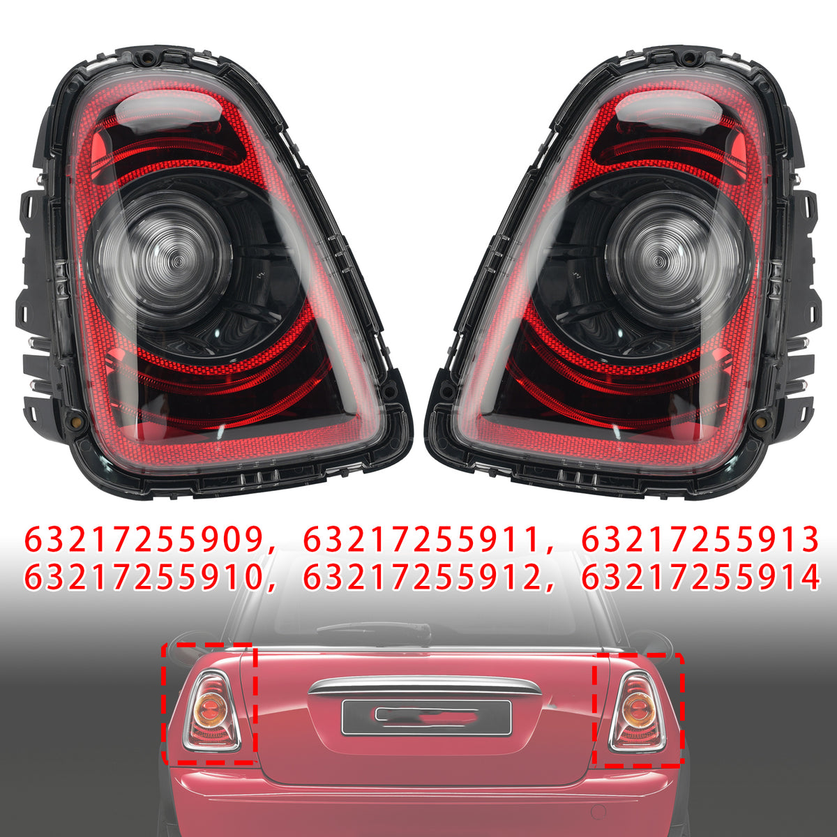 Rear Left+Right Tail Lamp Black Line Retrofit Kit For Mini R56 2010-2013