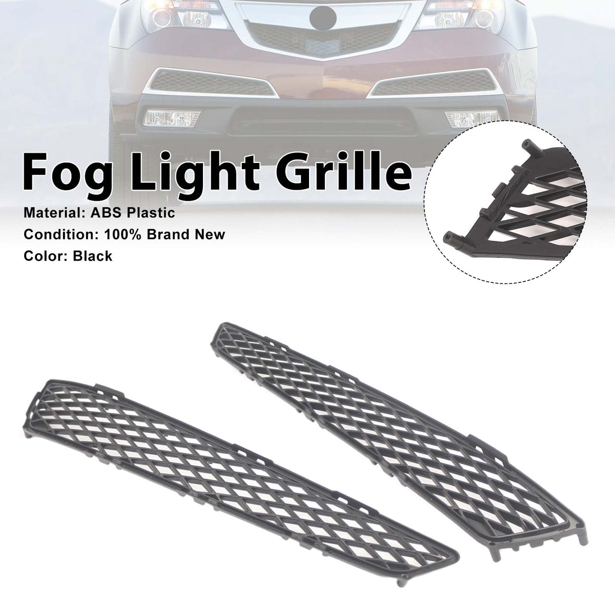2PCS Front Bumper Grill Grille Fog Light Cover Fit Acura MDX 2010-2013