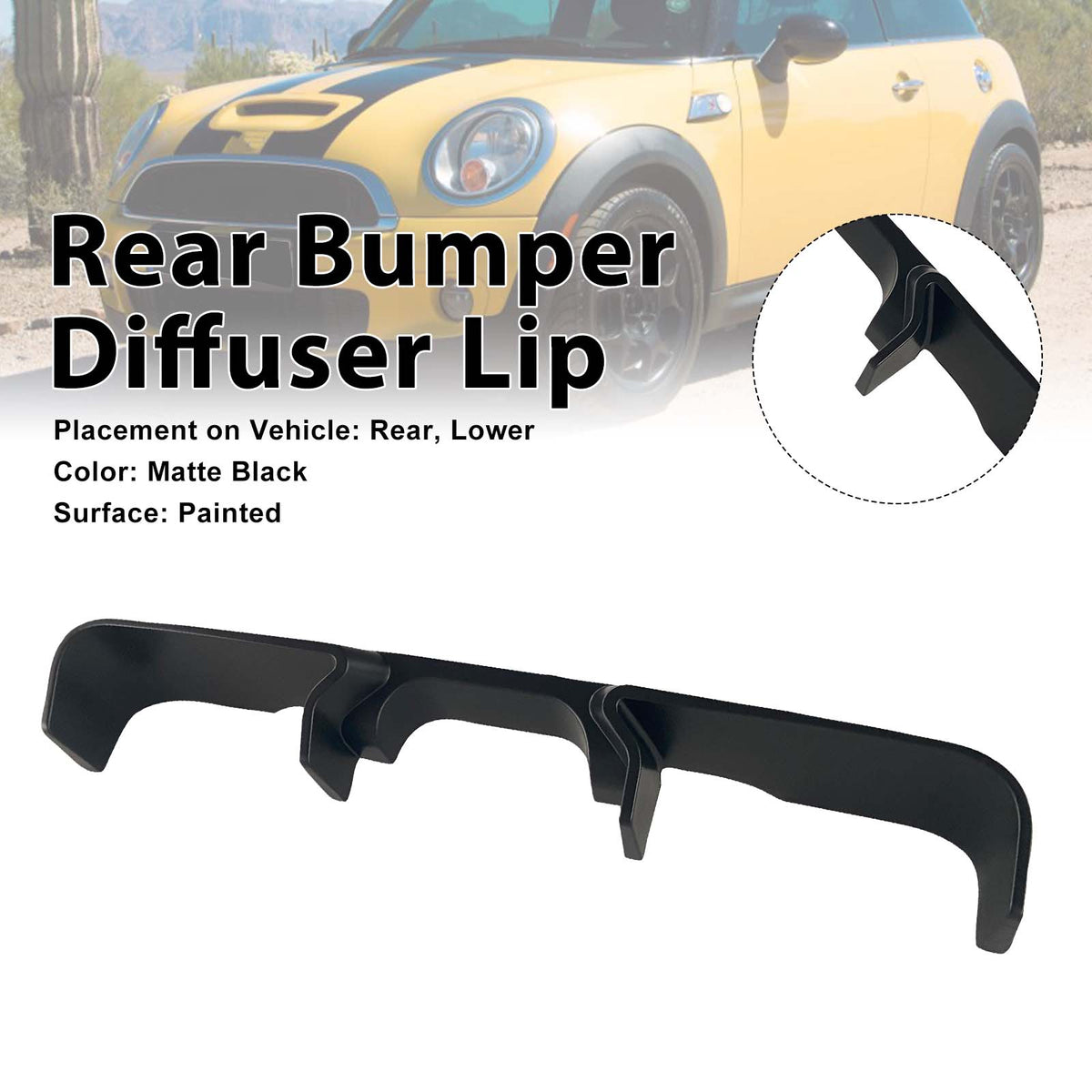 Matte Black Rear Bumper Diffuser Lip Fit MINI COOPER JCW R55 R56 R57 2006-2013