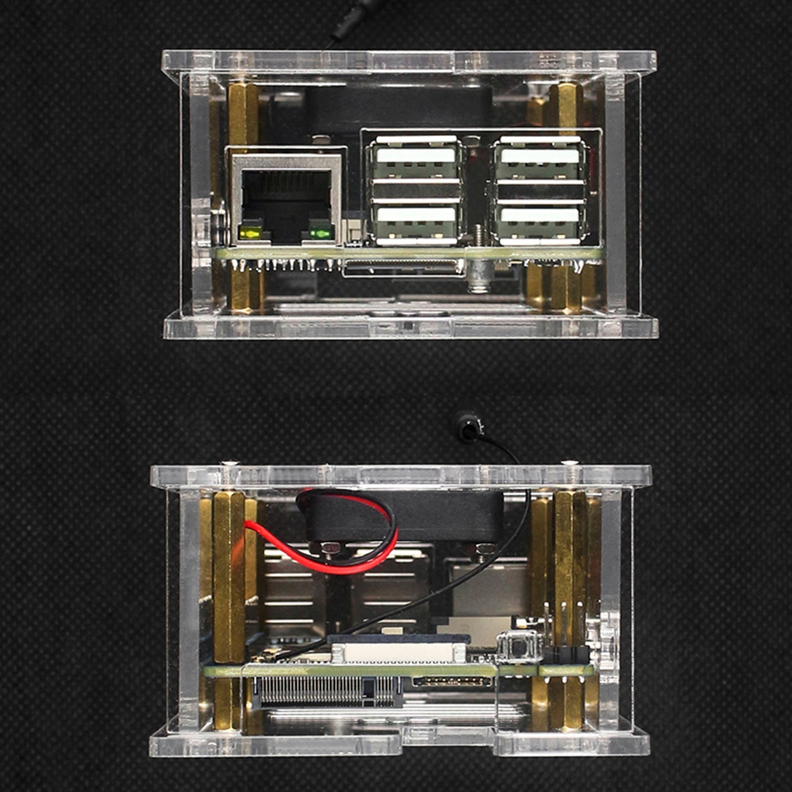 Orange Pi 4A Transparent Protective Box Orange Pi 4A Acrylic Case w Cooling Fan