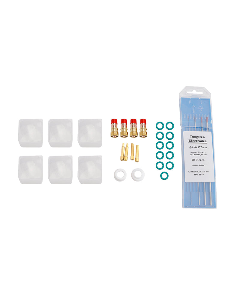 30Pcs TIG Welding Stubby Gas Lens Pyrex Cup Kit Fits For Tig WP-17/18/26 Torch