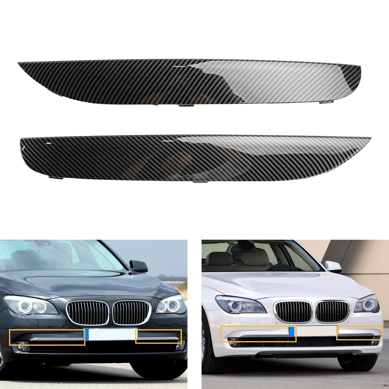 L+R Front M Sport Bumper Moulding Trims For BMW 7 Series F01 F02 2009-2015