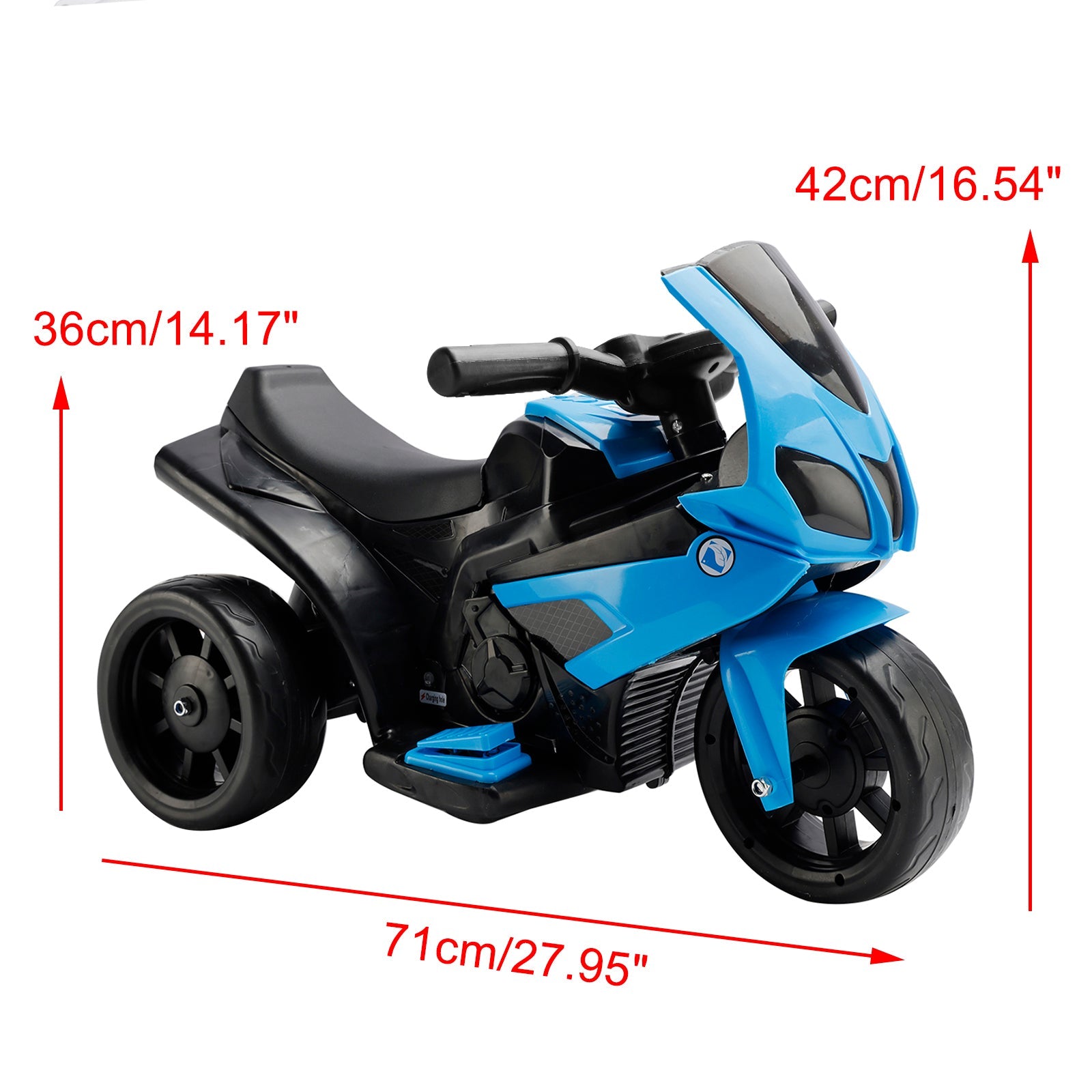3Wheel 6V Kid Ride On Motorcycle Electric Toy With Remote Control LED Light Blue