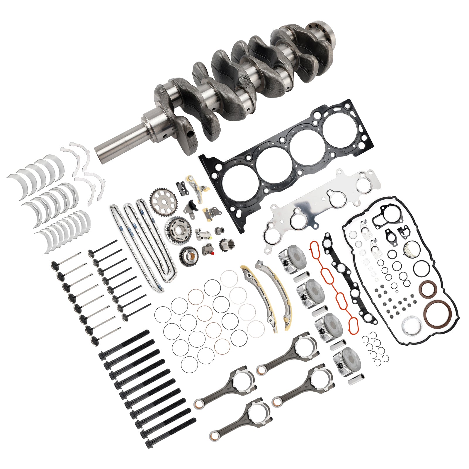 2TRFE 2.7L Engine Rebuild Piston Gasket Timing Kit w/ Crankshaft Rods for Toyota