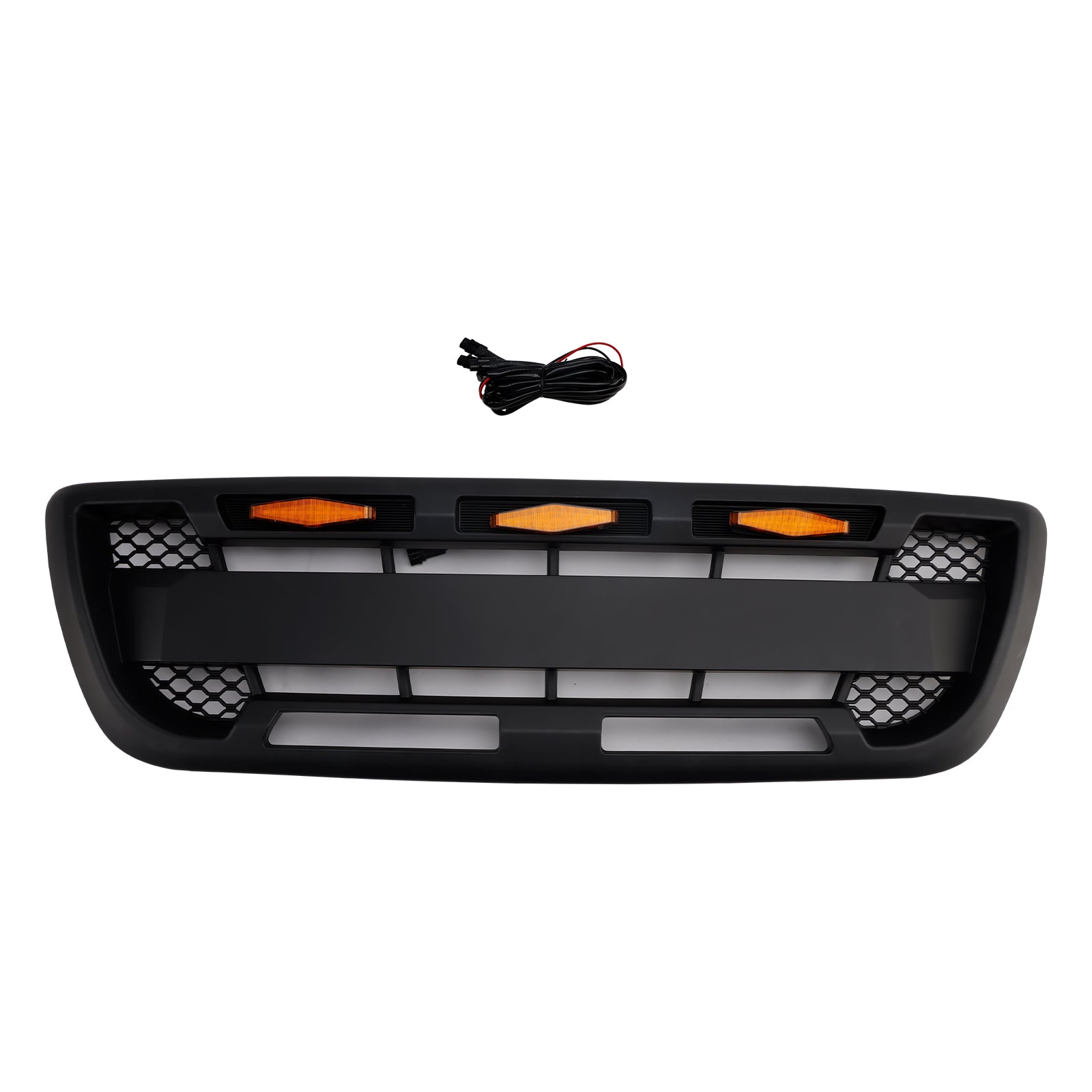Matt Black Front Bumper Grille Grill Fit 1998-2000 Ford Ranger With LED Light