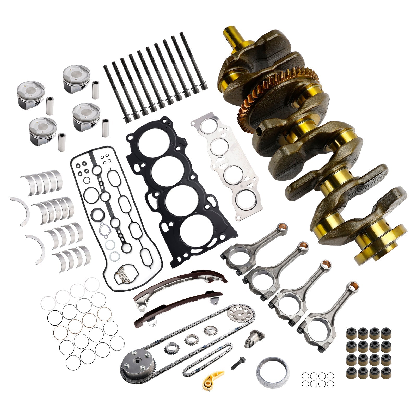 2AZ-FE 2.4L Engine Overhaul Rebuild Kit w/ Crankshaft Rods Timing Kit for 2008-2015 Scion xB