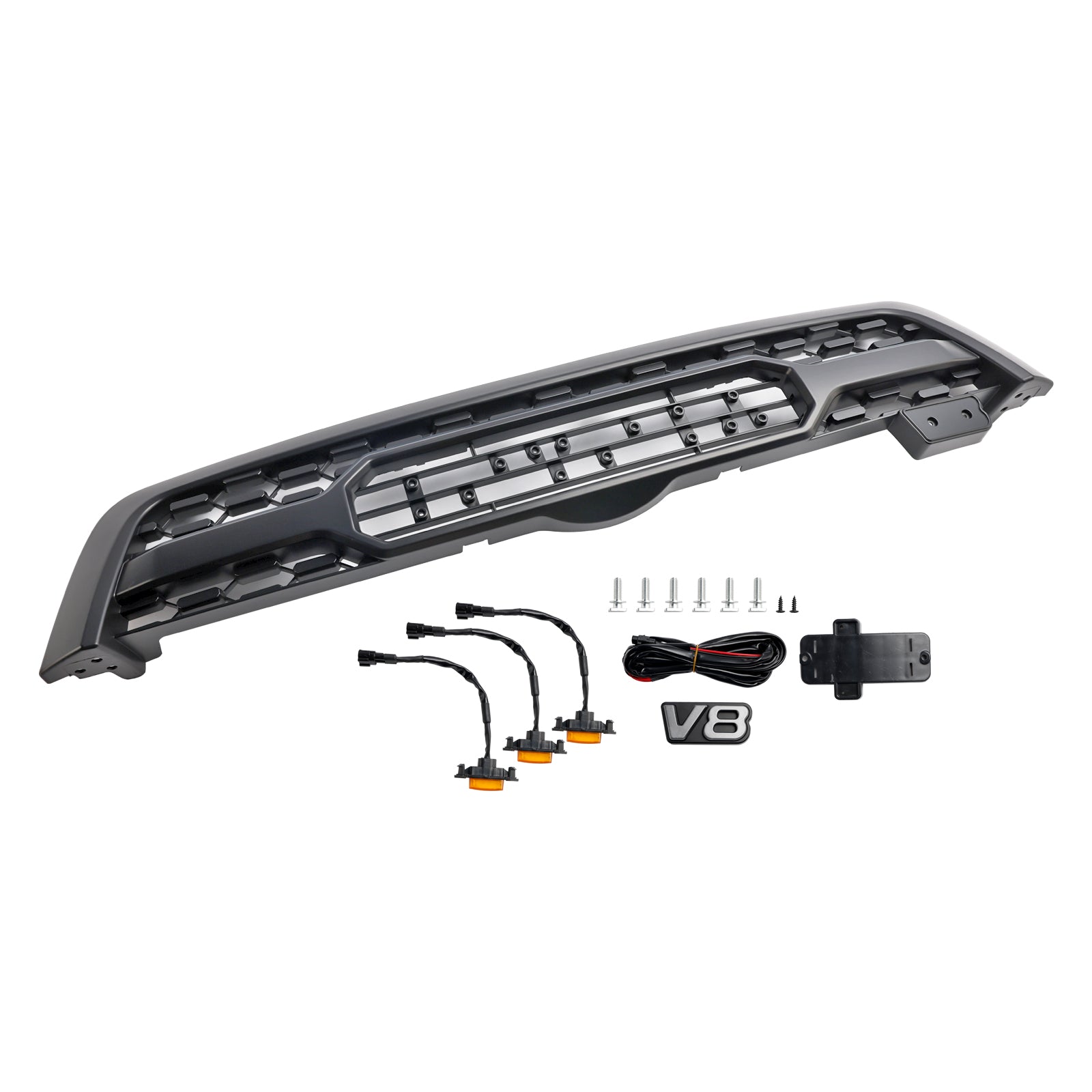 Matte Black Front Bumper Grill Grille Fit Toyota Sequoia 2005-2007 W/ Led Light
