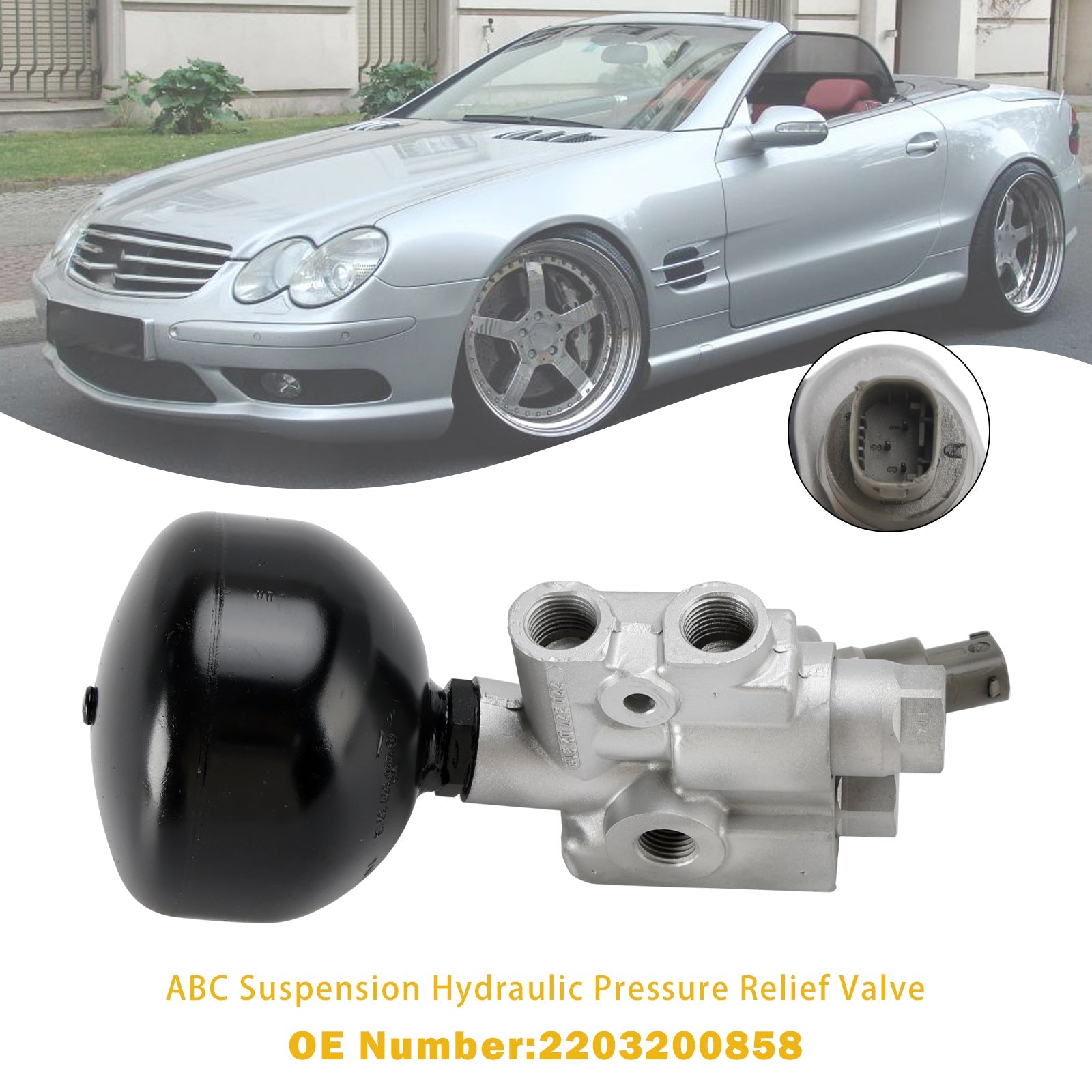 Mercedes R230 SL500 CL500 CL55 AMG ABC Suspension Hydraulic Pressure Relief Valve 2203200858