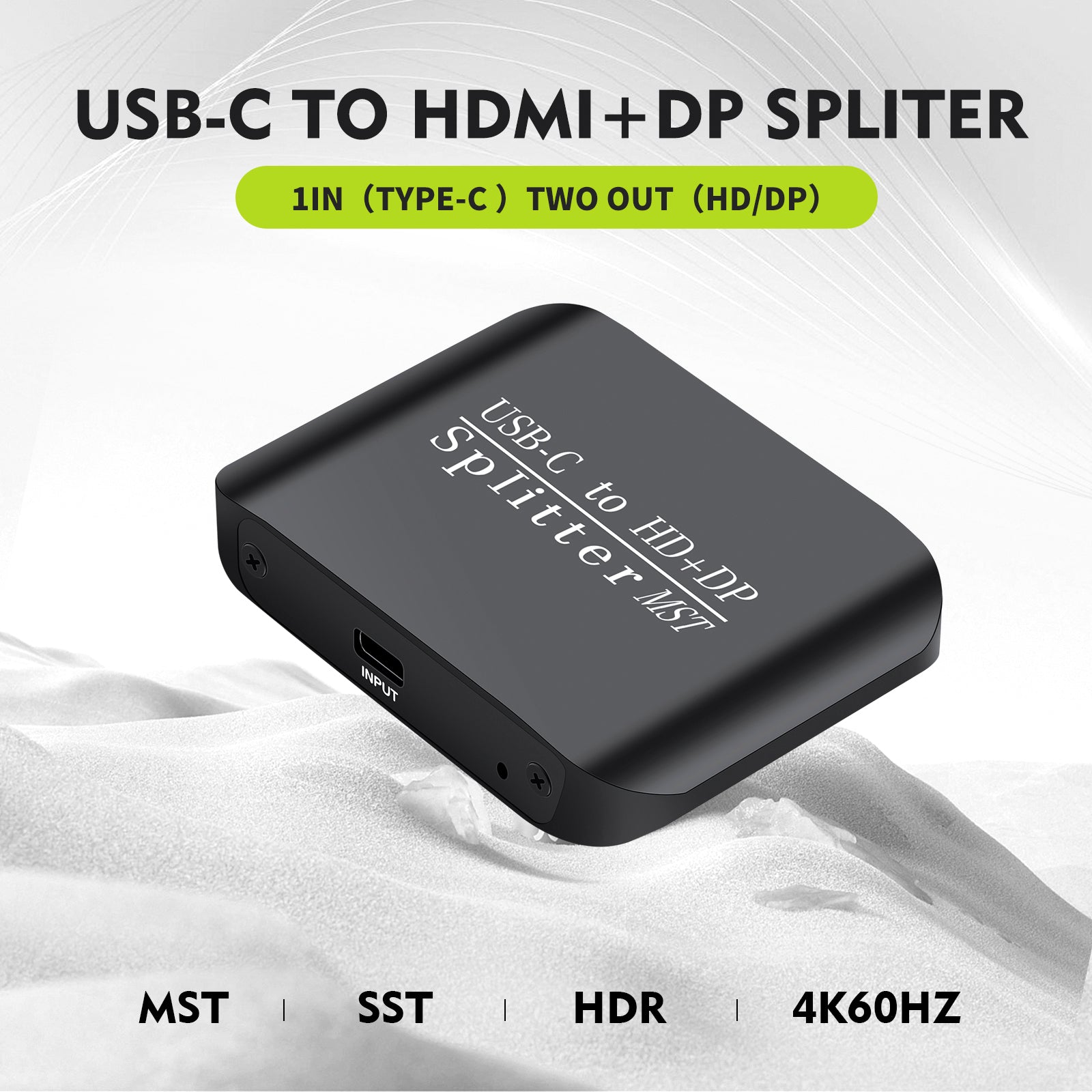 Type-C to HDMI+DP 1x2Laptop Splitter MST Two-Screen Display One Input Two Output