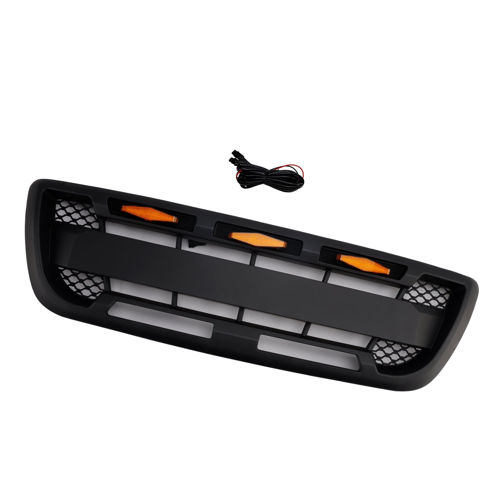 Matt Black Front Bumper Grille Grill Fit 1998-2000 Ford Ranger With LED Light