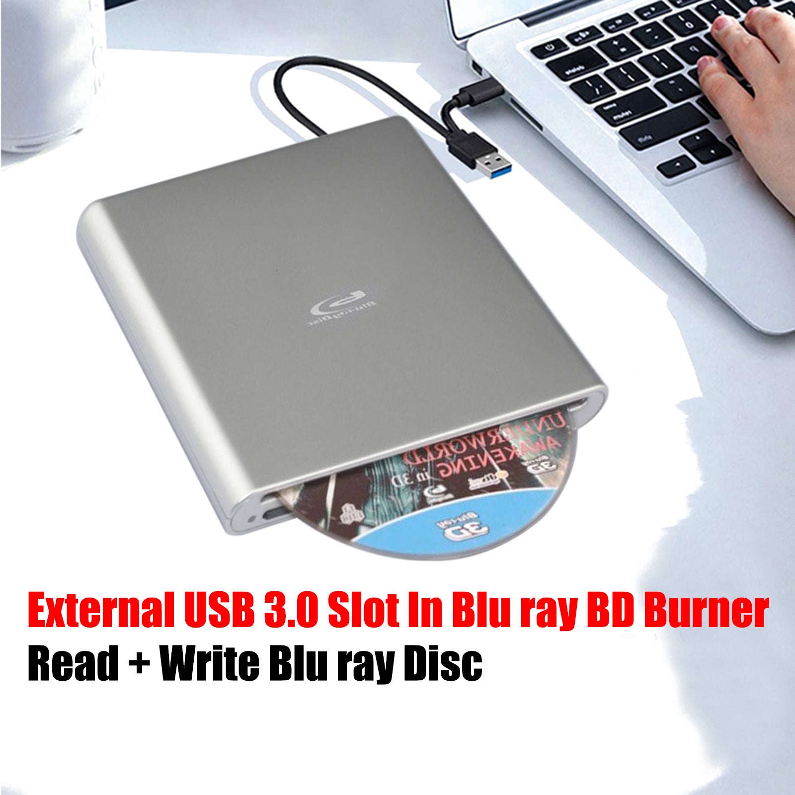 4K Genuine Bluray Burner External USB 3.0 Player BD DVD CD Recorder Cable Drive