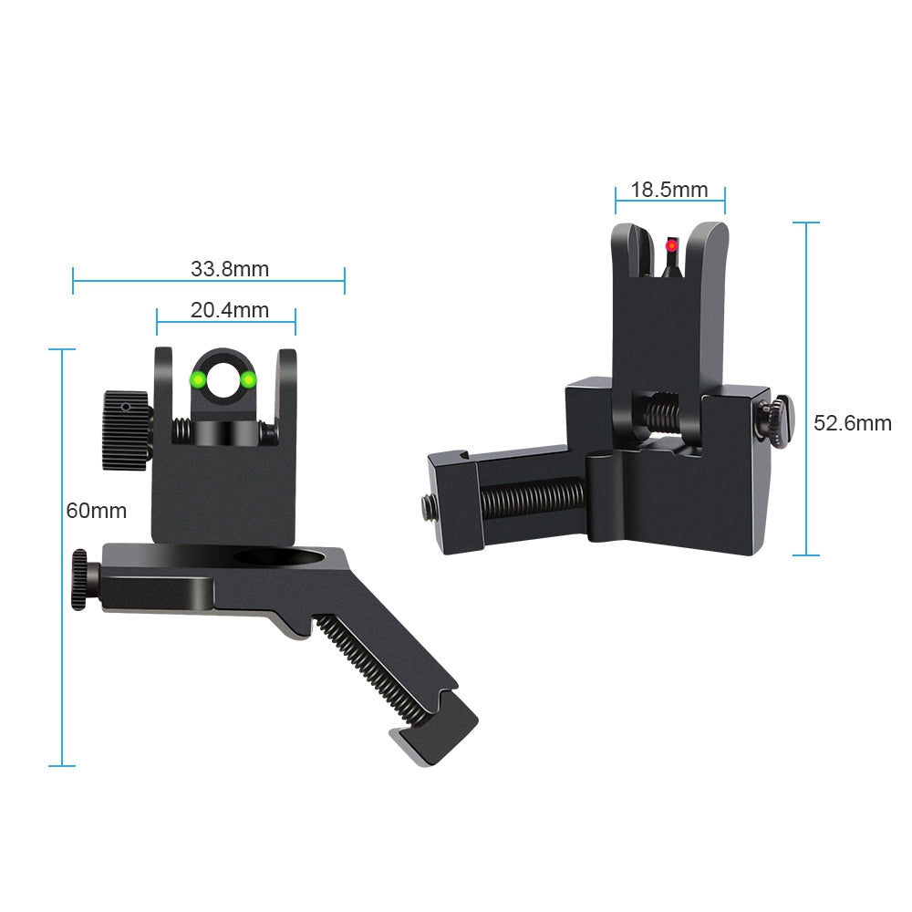 45?? Offset Front Rear Sight Flip up Red and Green Dot Fiber Optics Iron Sights