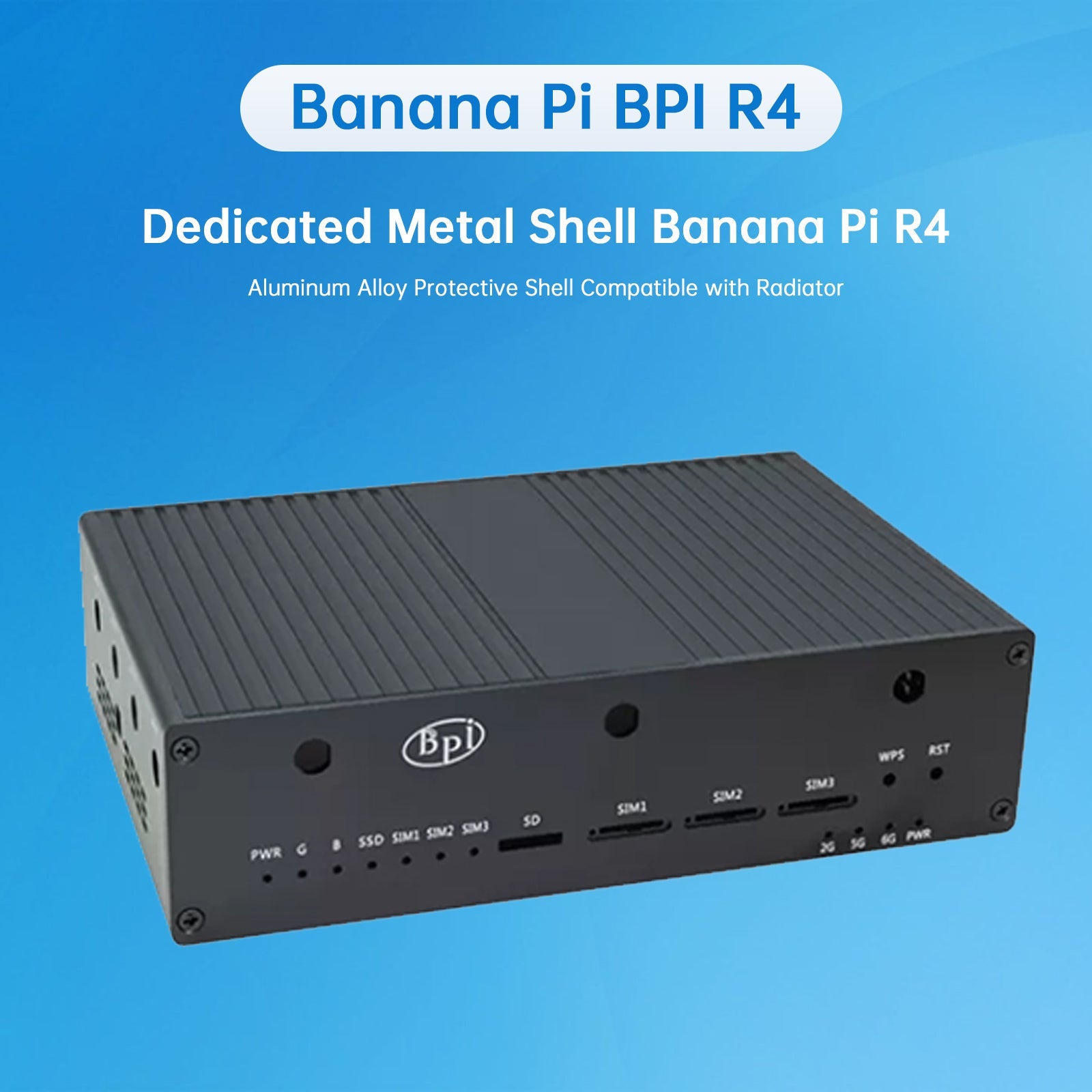 Dedicated Metal Shell Banana Pi R4 Aluminum Alloy Protective Shell with Radiator