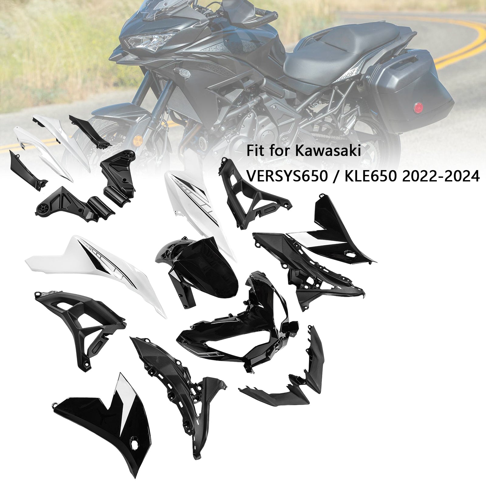 Injection ABS Bodywork Fairing Kit For Kawasaki VERSYS 650 KLE 2022-2024 05#