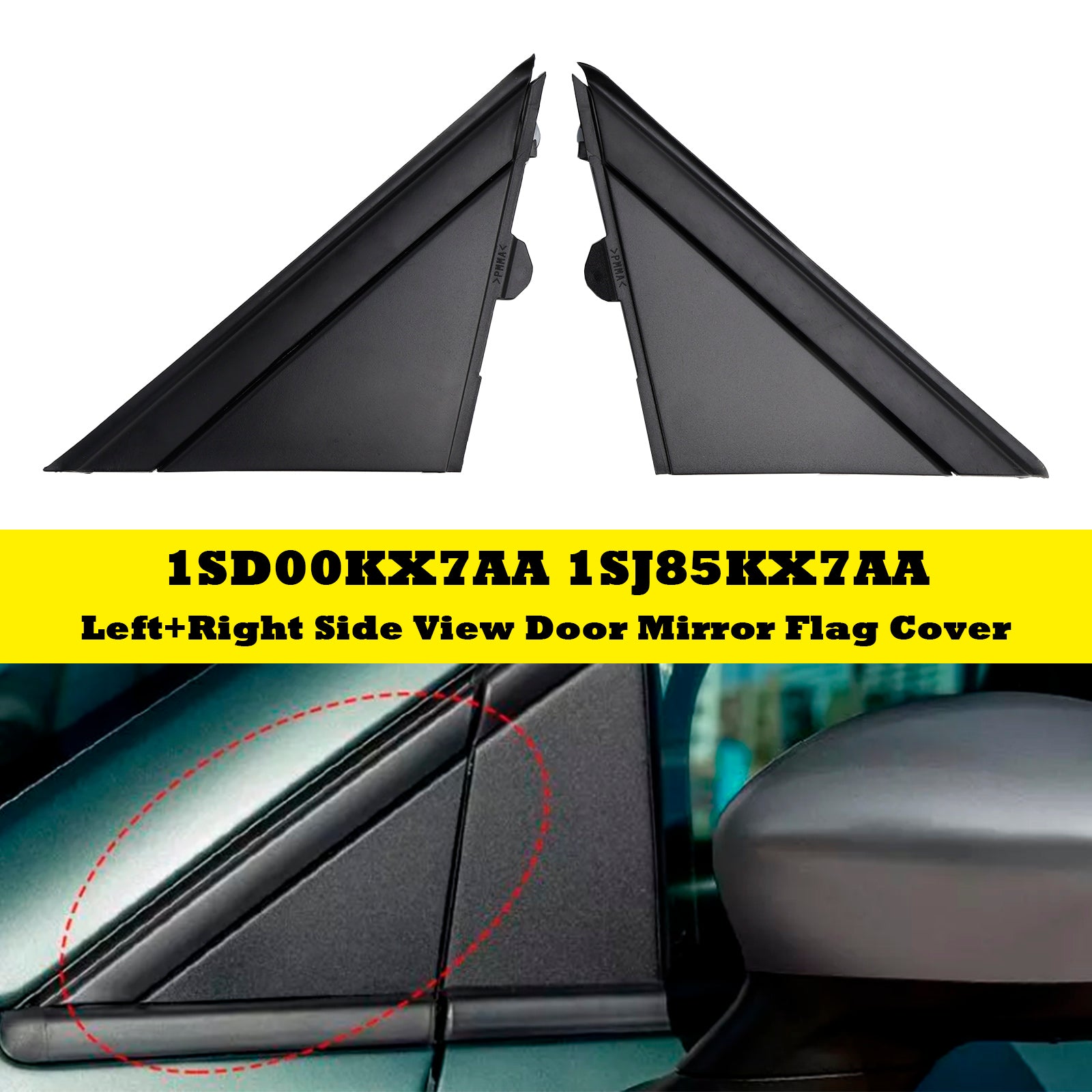 2X Left+Right Side View Door Mirror Flag Cover Molding Trim for Fiat 500 12-19