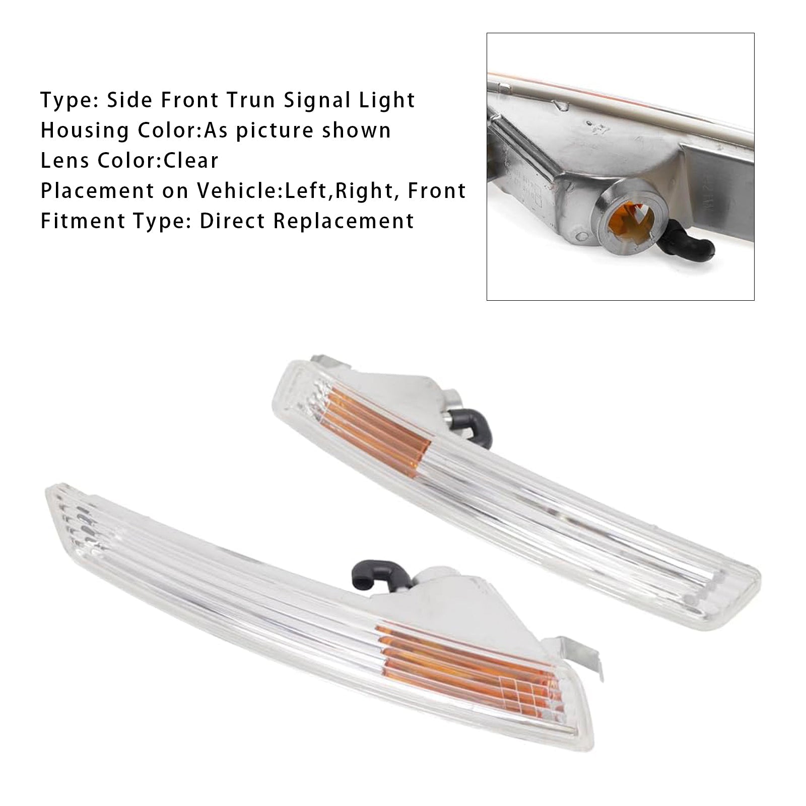 2006-2010 VW Beetle Pair Front Bumper Turn Signal Light Without Bulbs 1C0953041R