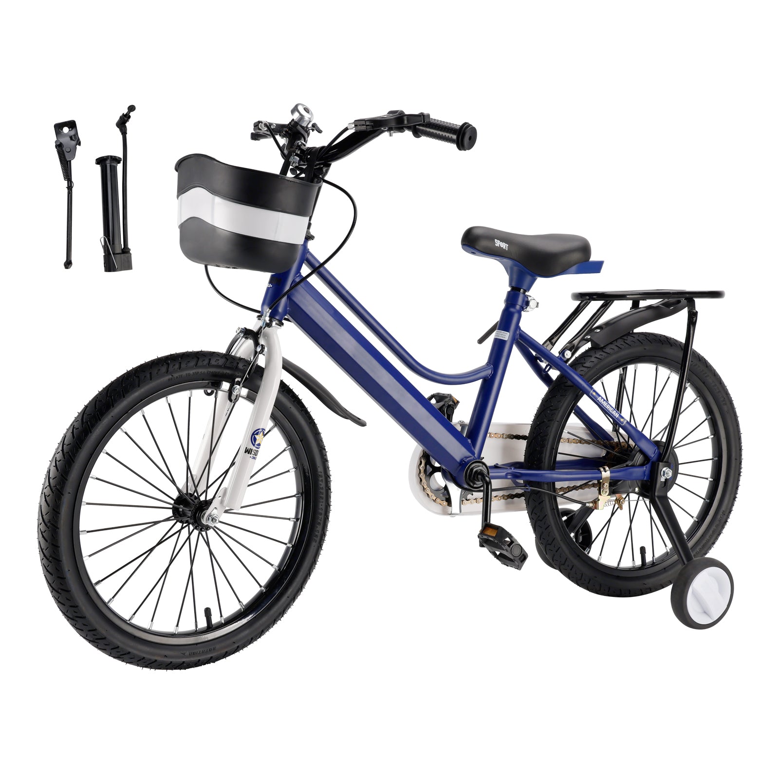 16"/18" Kids Bike for Boys and Girls with auxiliary wheels & Rack & Basket