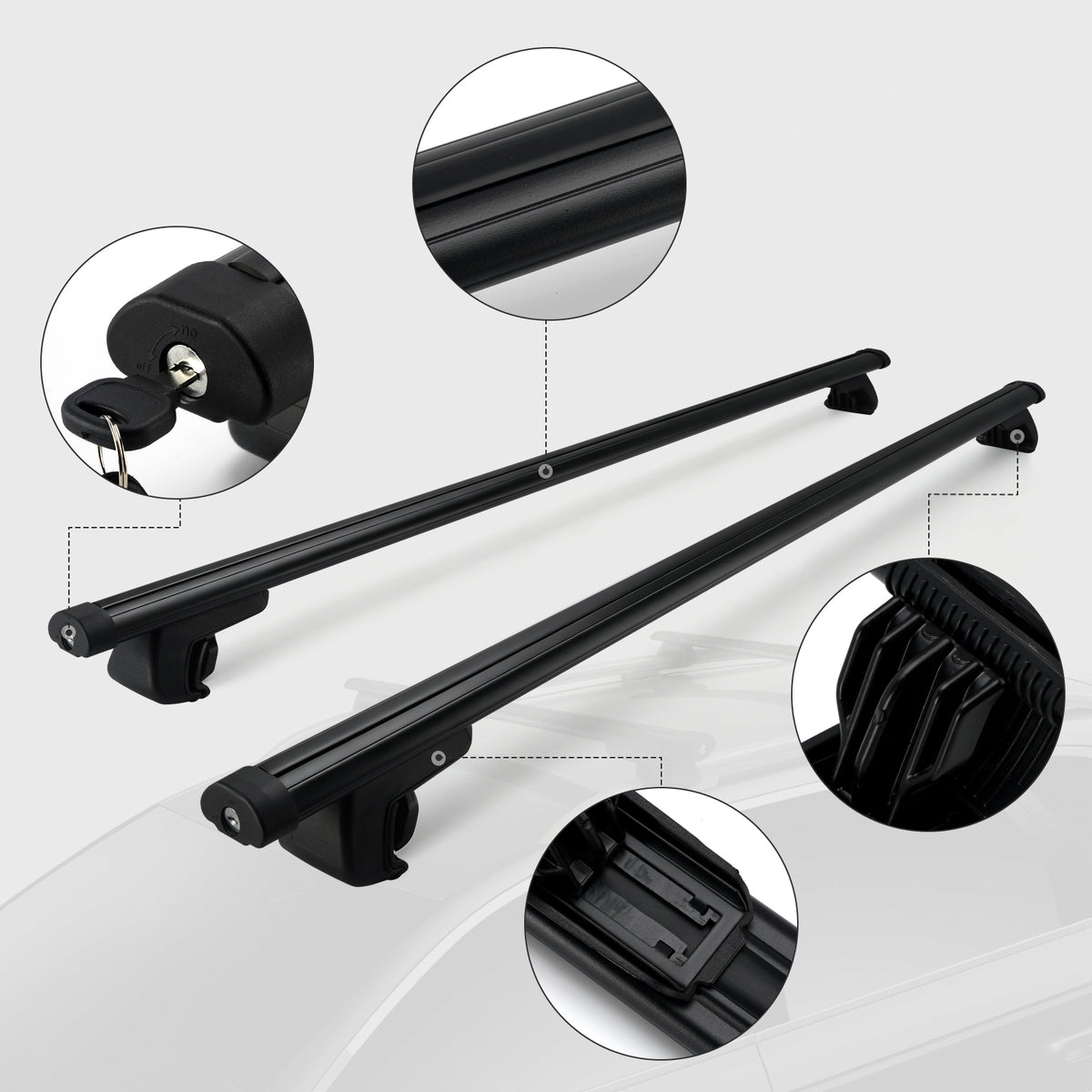120CM Universal Aluminium Car Roof Rack Luggage Carrier Cross Bar Rail Lockable