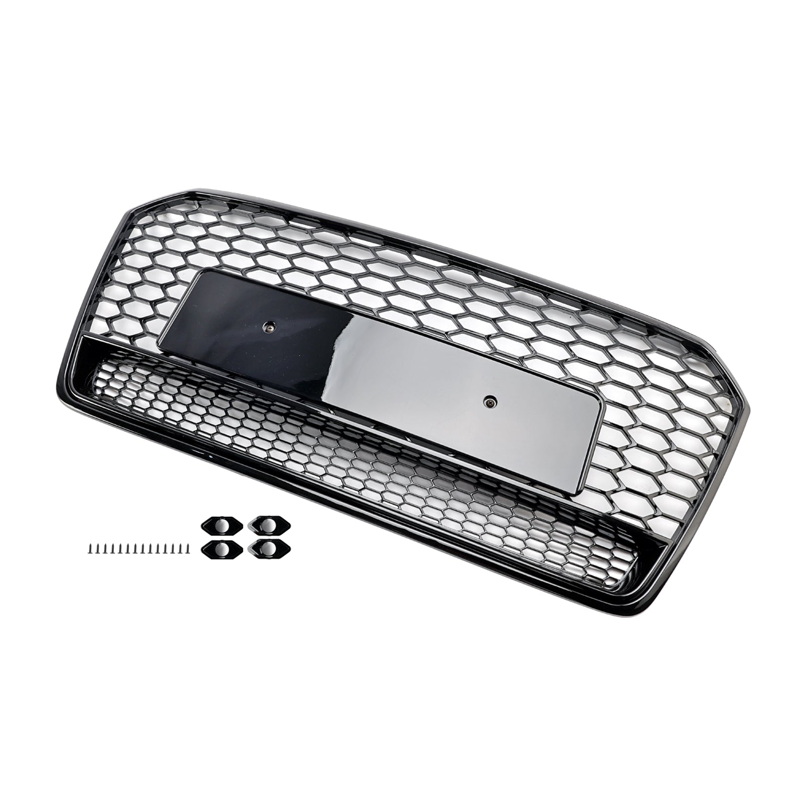 RS7 Style Honeycomb Front Bumper Grill Grille Fit Audi A7 C7 S7 2016-2018 Black