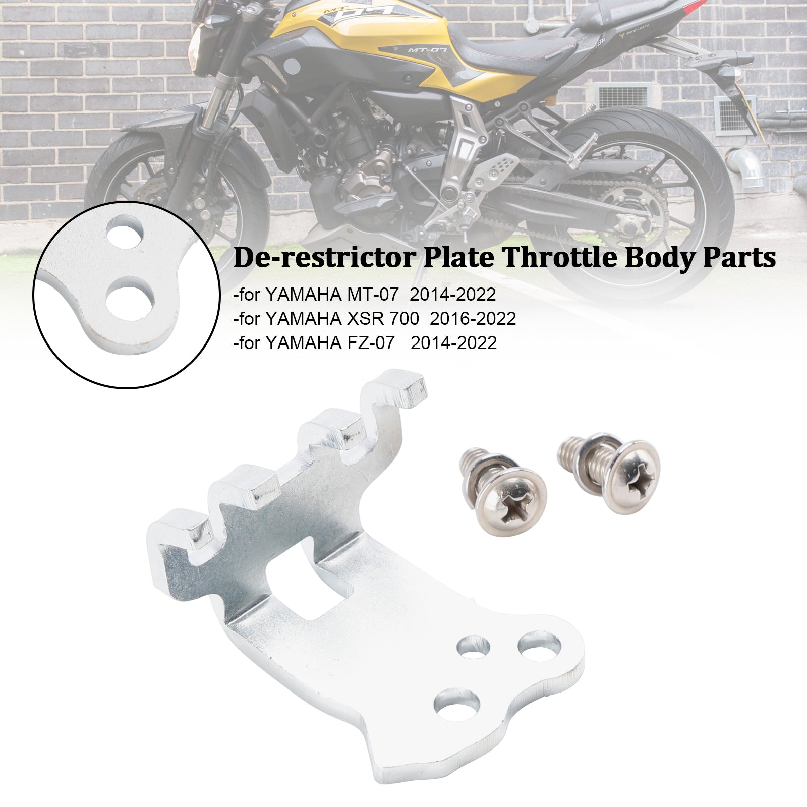 De-restrictor Plate Throttle Body Parts For YAMAHA MT-07 FZ-07 XSR700 2014-2022