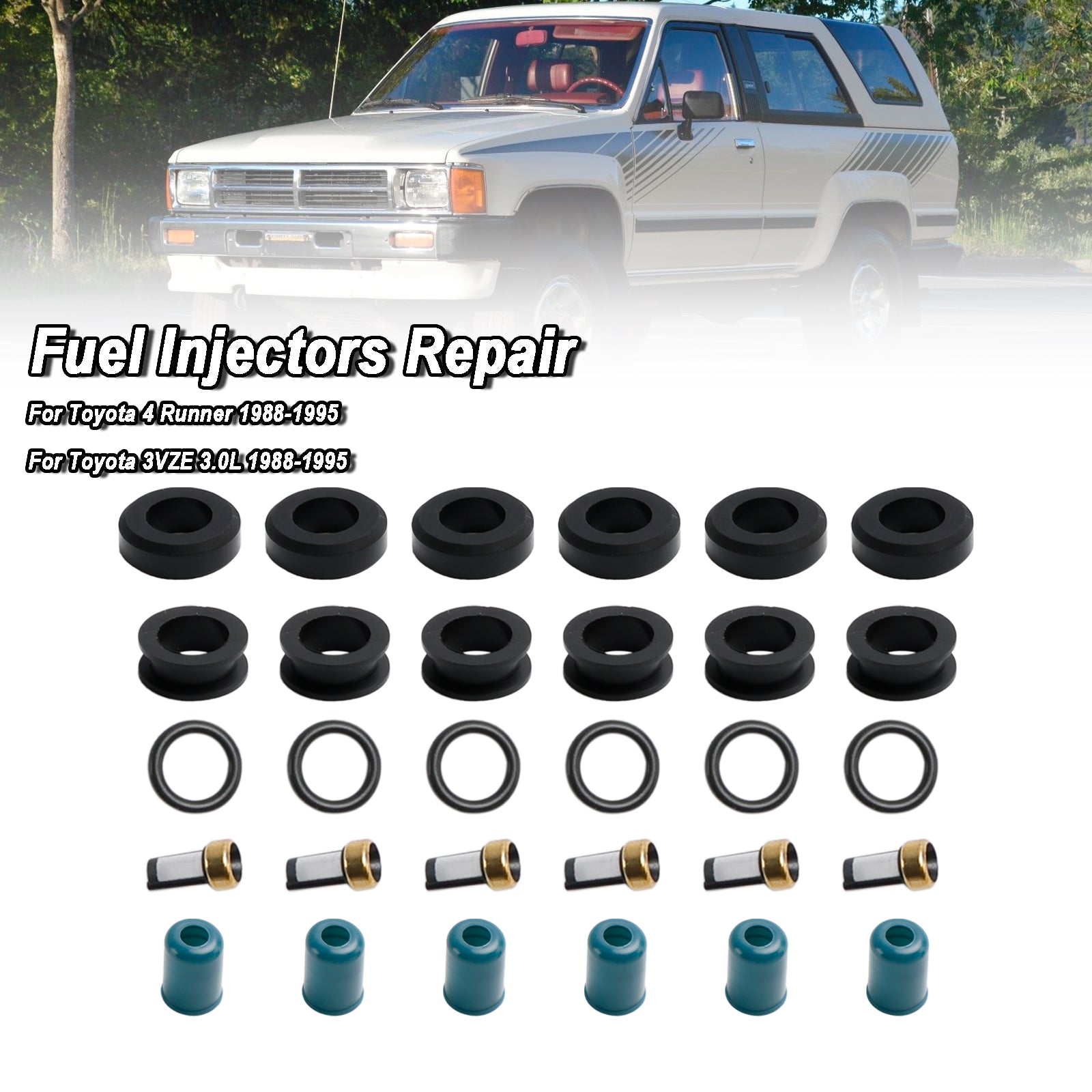 Fuel Injector Repair Seal Rebuild Kit Fit Toyota 3VZE 1988-1995 3.0L Truck