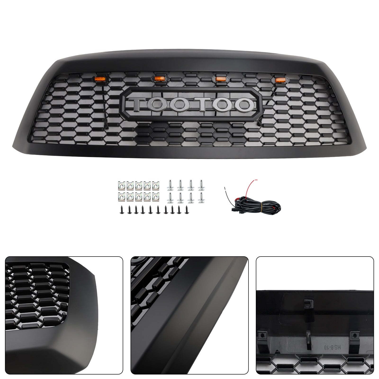 2008-2018 Toyota Sequoia With Led Matte Black Front Bumper Grill Grille