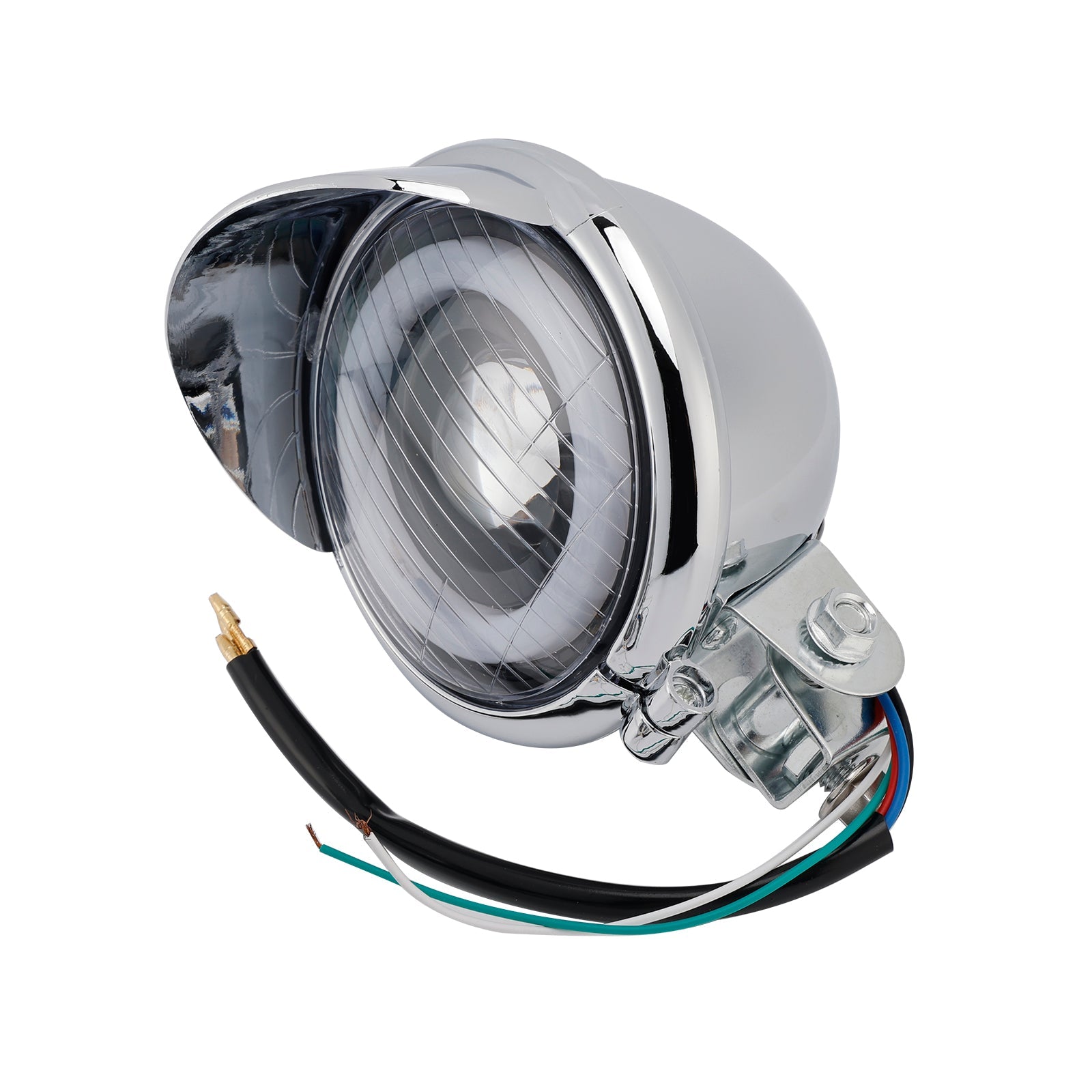 Motorcycle Beam Headlight Fog Lamp Custom Chrome #D17 For Racer Bobber Chopper