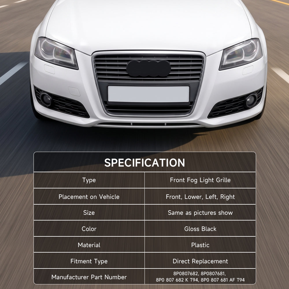 Audi A3 8P S-Line 2009-2012 Honeycomb Front Bumper Fog Light Grill Cover