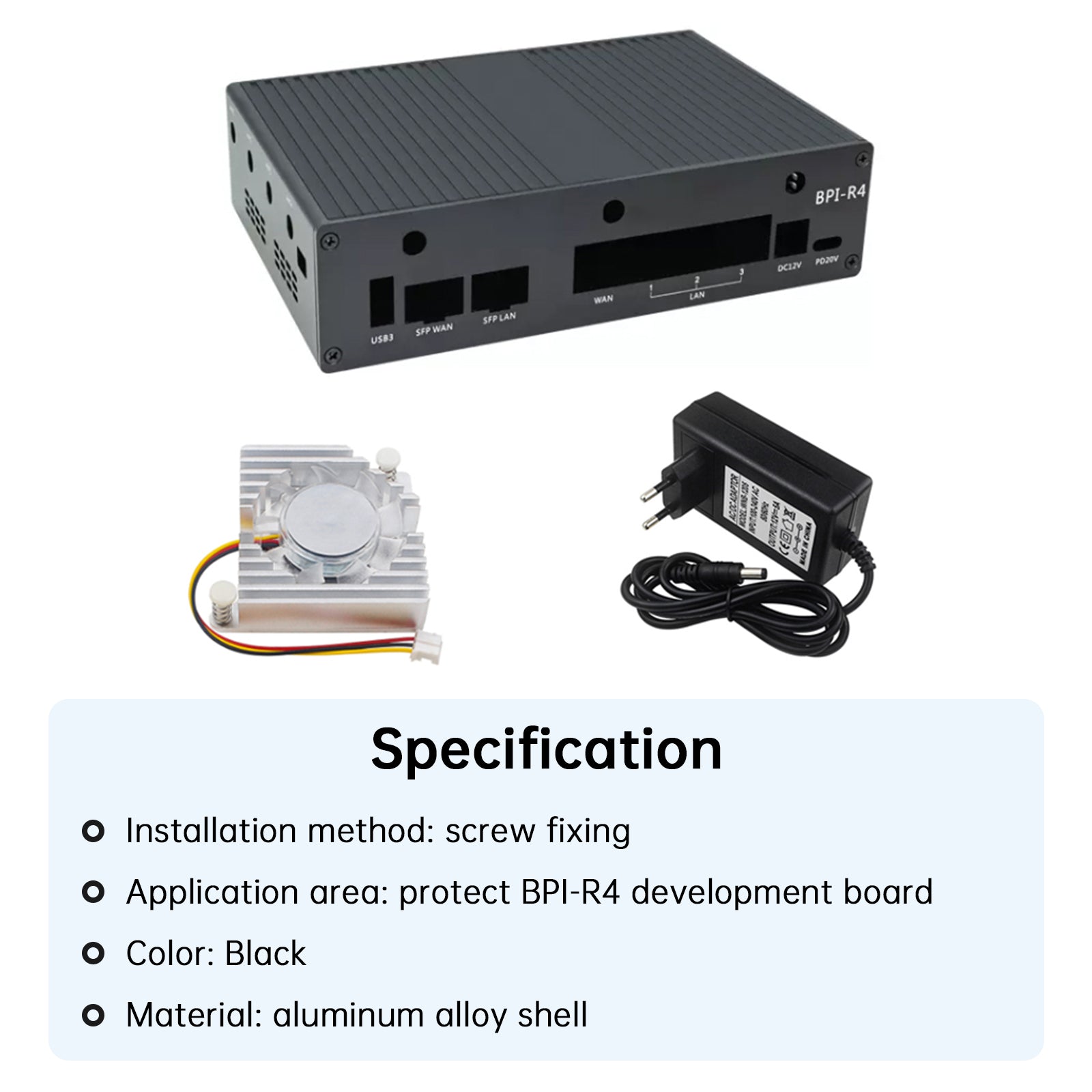 Dedicated Metal Shell Banana Pi R4 Aluminum Alloy Protective Shell with Radiator