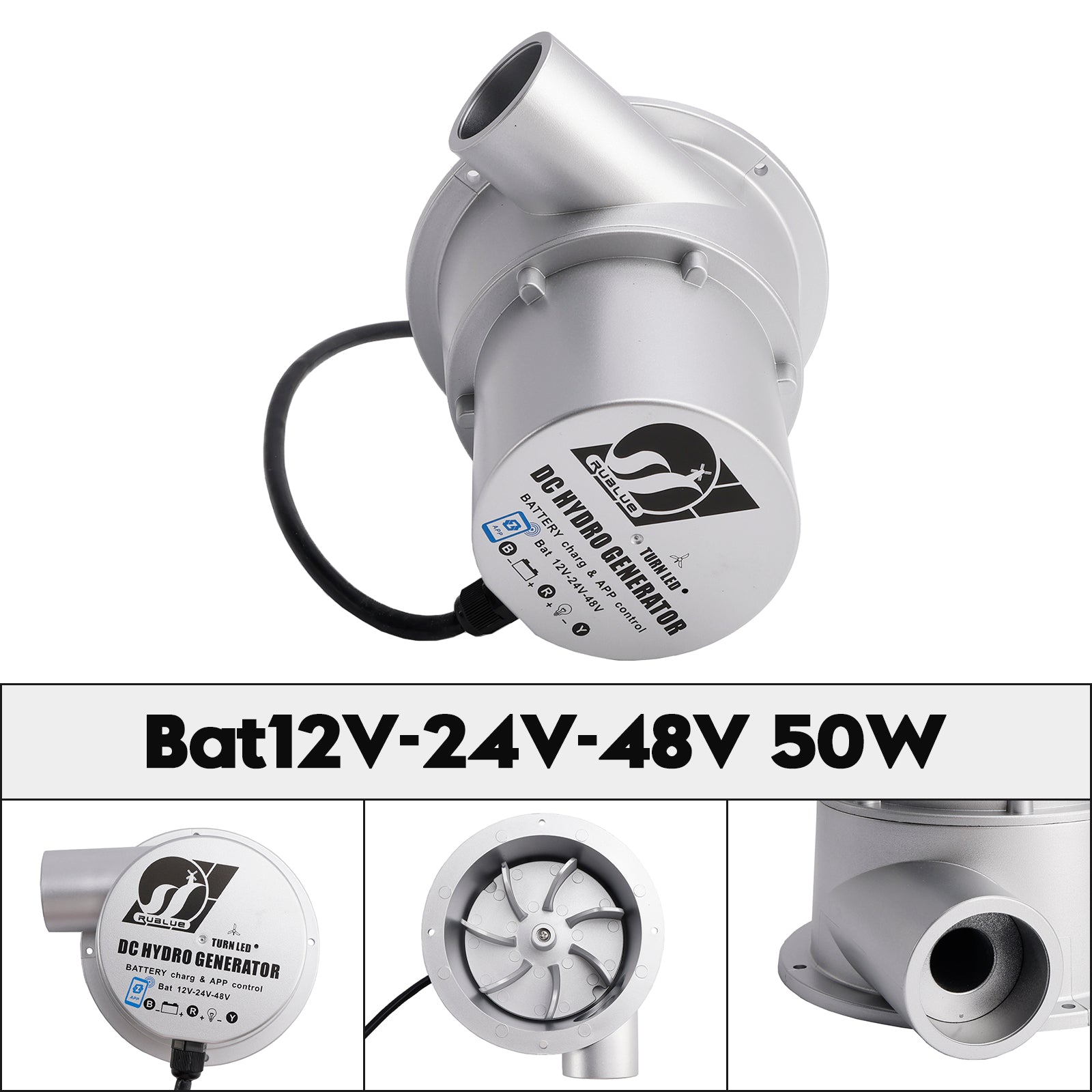 12/24/48V Water Flow Turbine Small Hydroelectric Generator Bat12V-24V-48V 36/50W