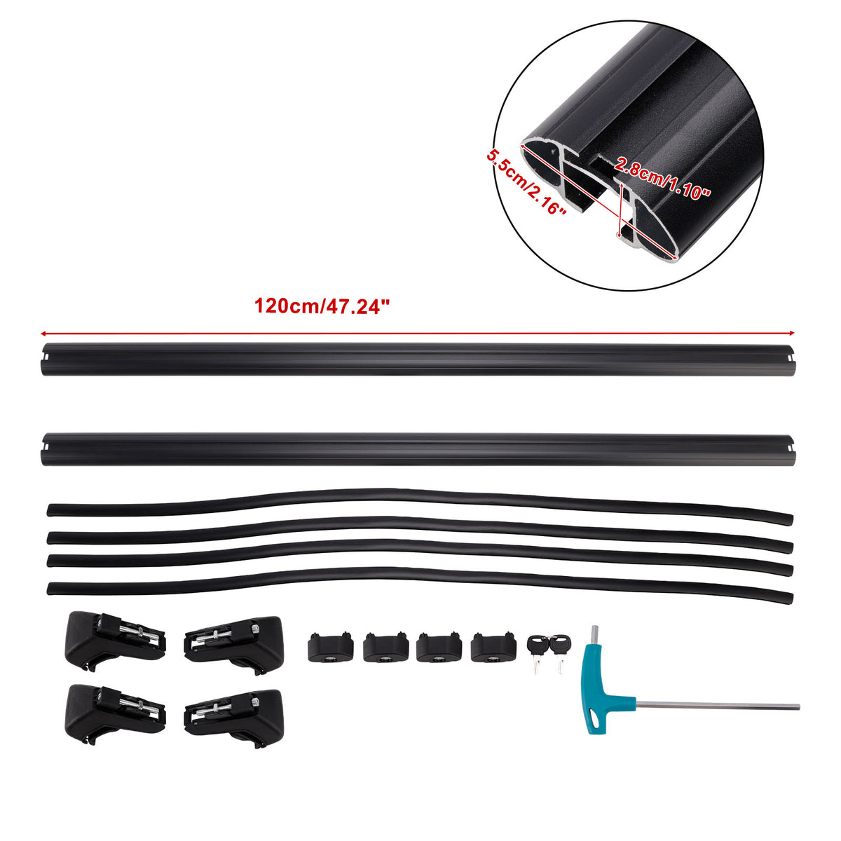 120CM Universal Aluminium Car Roof Rack Luggage Carrier Cross Bar Rail Lockable
