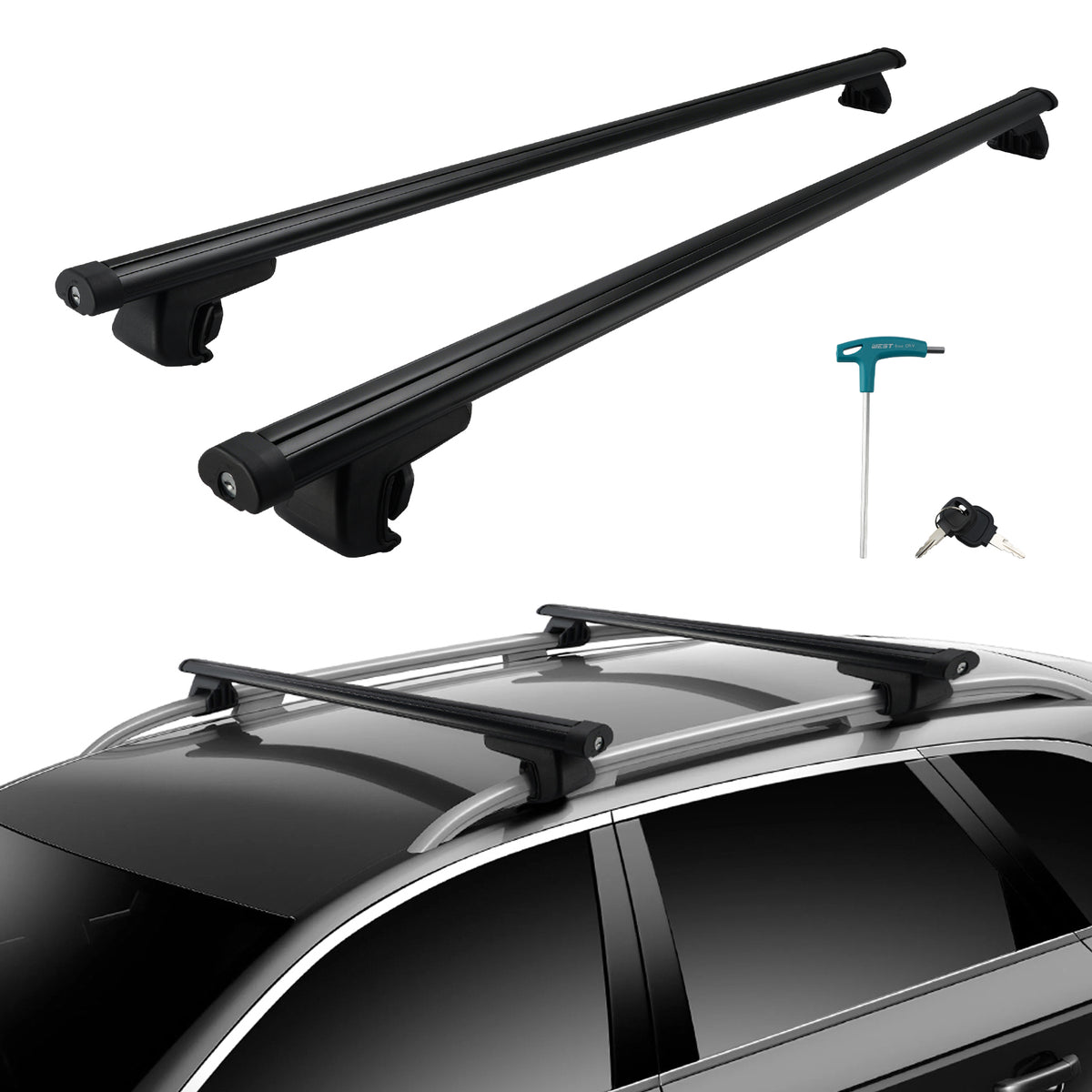 120CM Universal Aluminium Car Roof Rack Luggage Carrier Cross Bar Rail Lockable