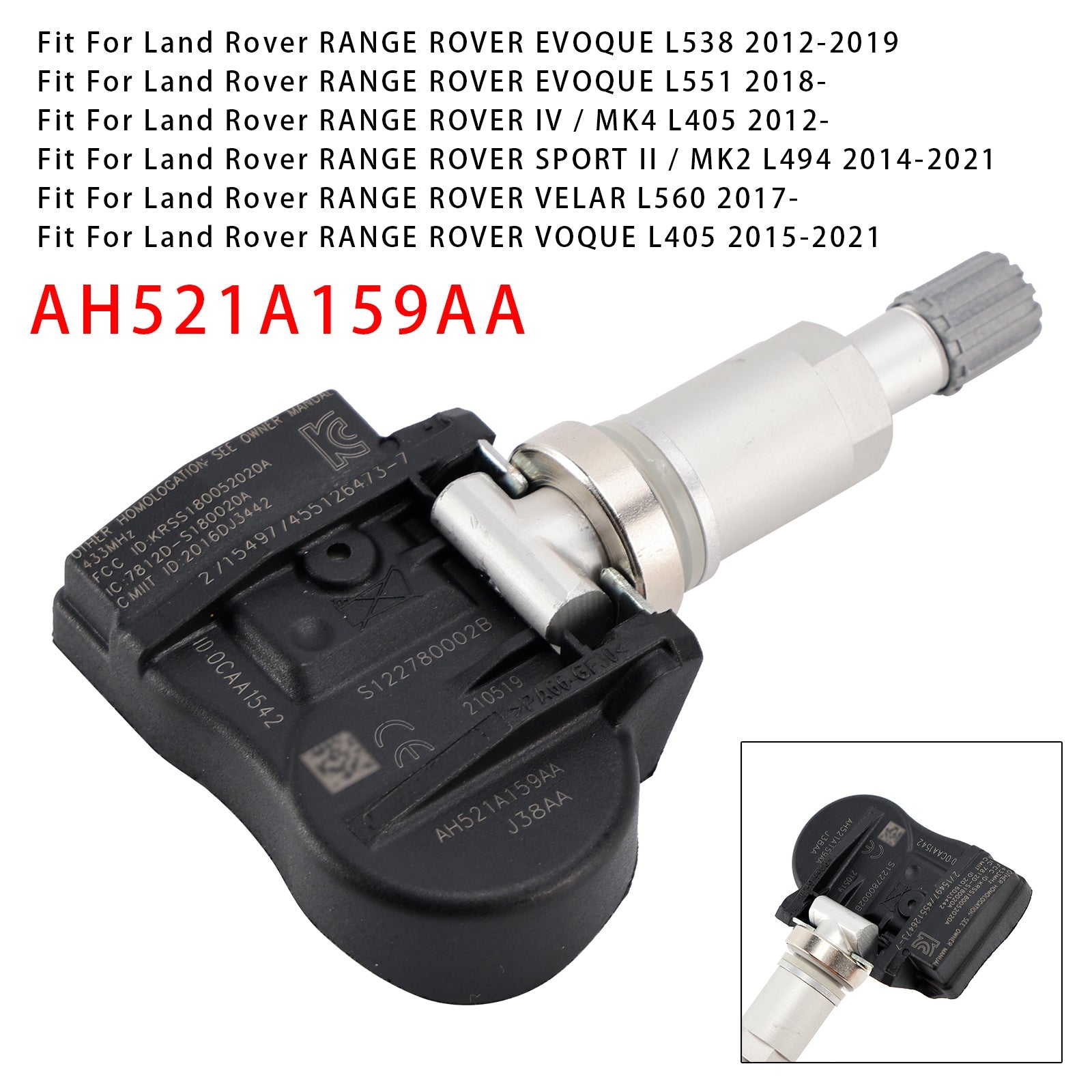 1X TPMS Tire Pressure Sensor For Land Rover Jaguar AH521A159AA