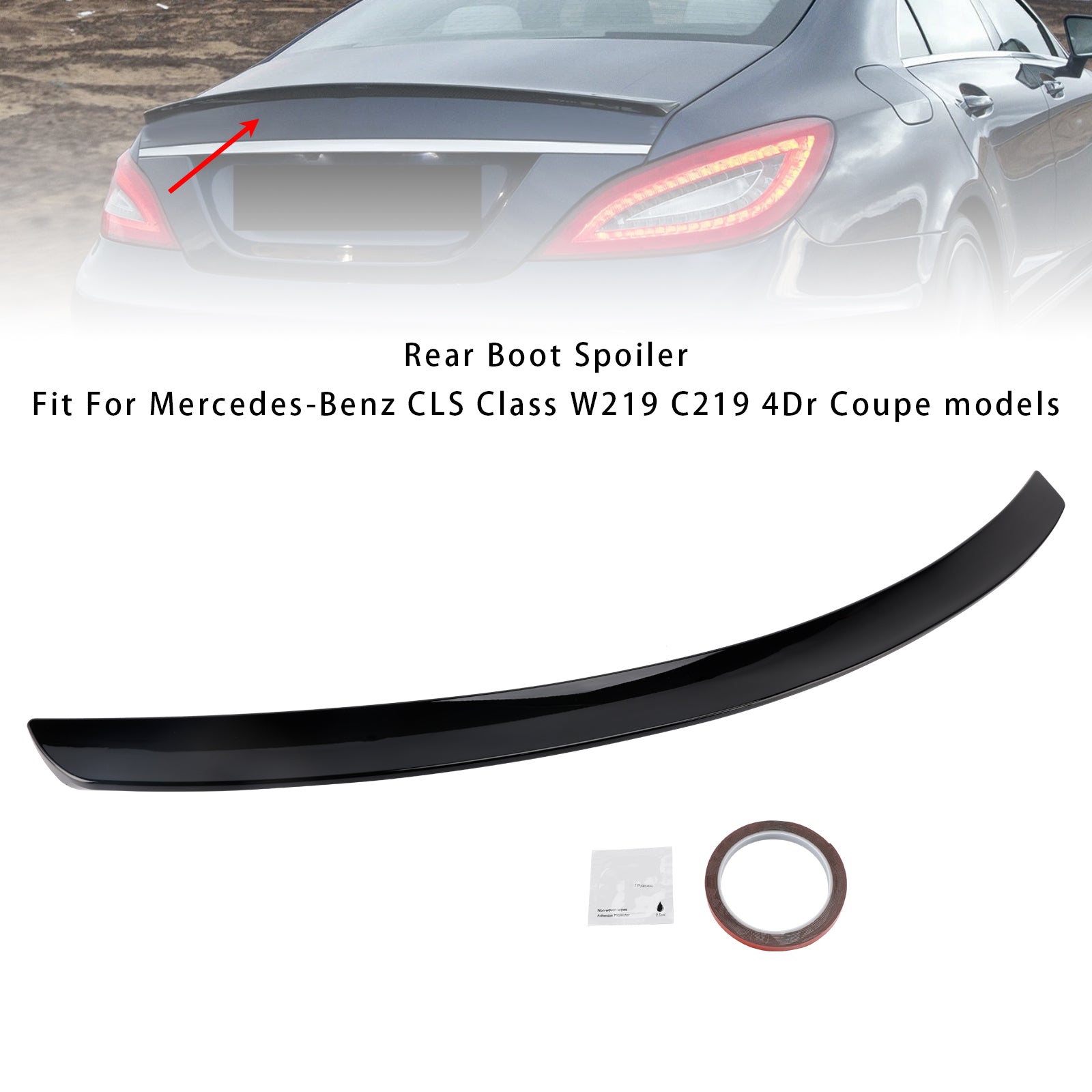 Gloss Black Rear Boot Spoiler For Mercedes-Benz CLS-Class W219 CLS63 Style 2005-2010
