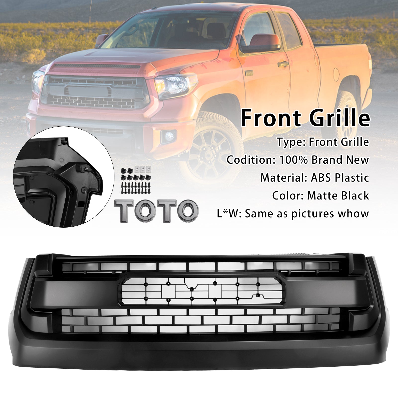 2014-2018 Toyota Tundra TRD PRO Matte Black Honeycomb Front Grill Grille
