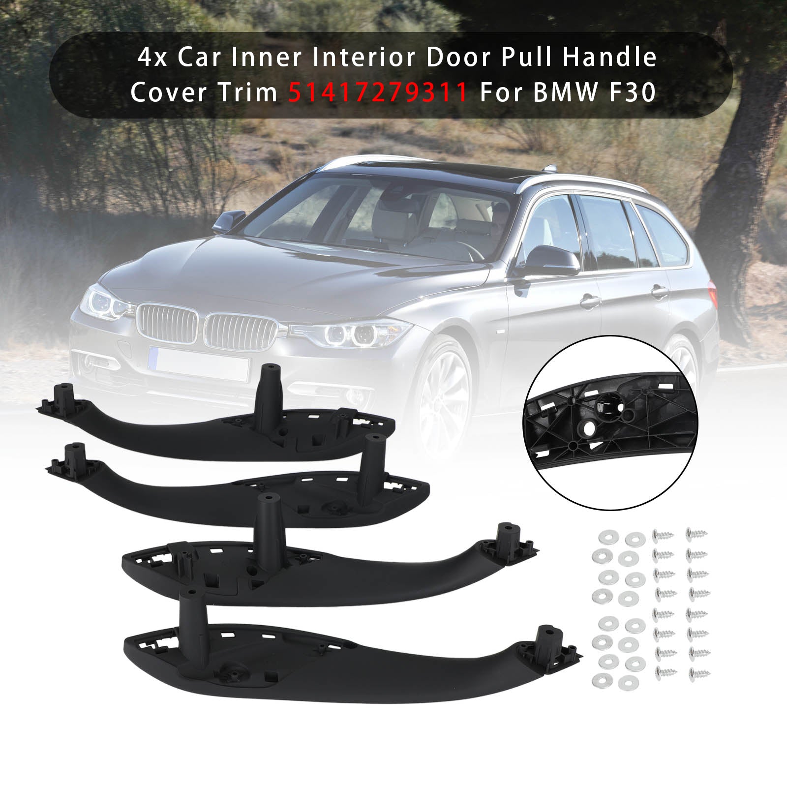 4x Car Inner Interior Door Pull Handle Cover 51417279311 For BMW F30