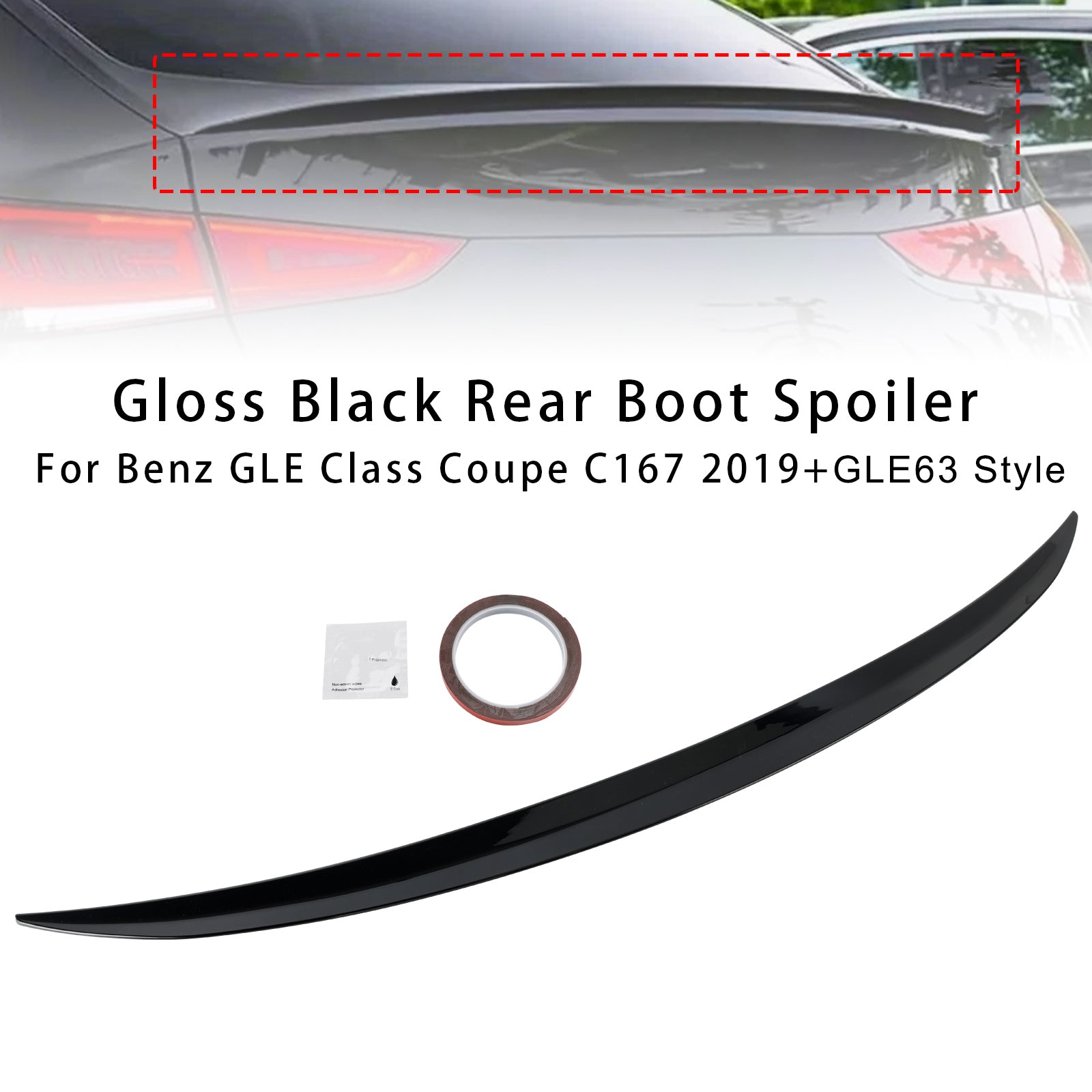 Gloss Black Rear Boot Spoiler For Benz GLE Class Coupe C167 2019+ GLE63 Style