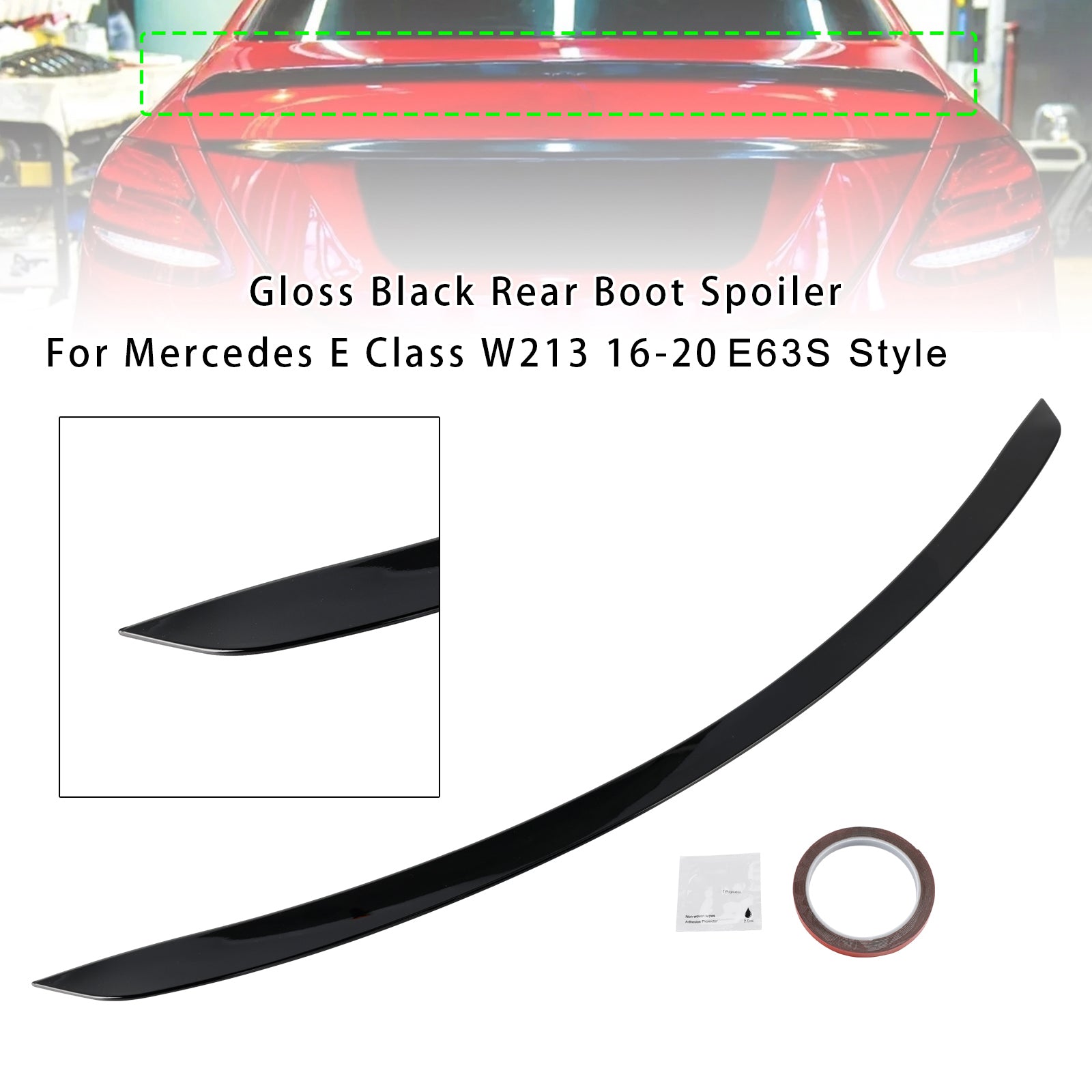 Gloss Black Rear Boot Spoiler For Mercedes E Class W213 2016-2020 E63S Style