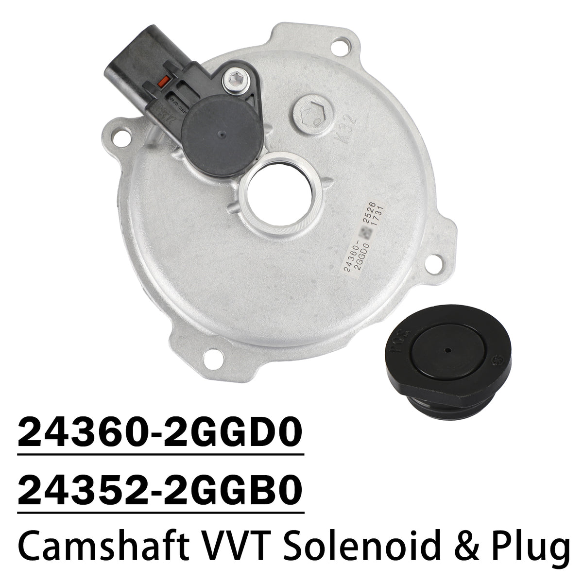 Camshaft VVT Solenoid & Plug for Kia 2.0L 2.4L 15-21 24360-2GGD0 24352-2GGB0
